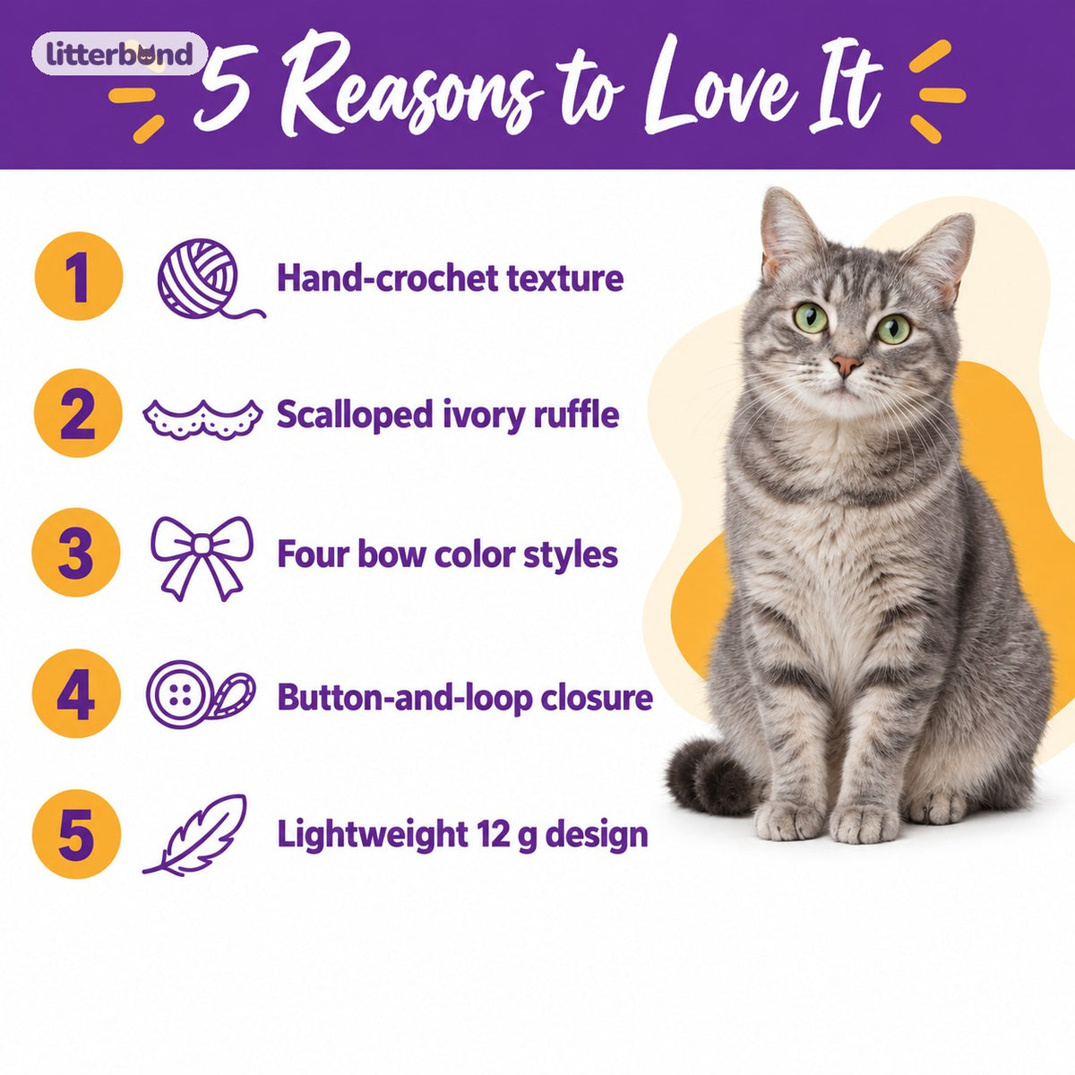 Crochet Bow Ruffle Collar for Cat Portraits - 5 reasons to love it