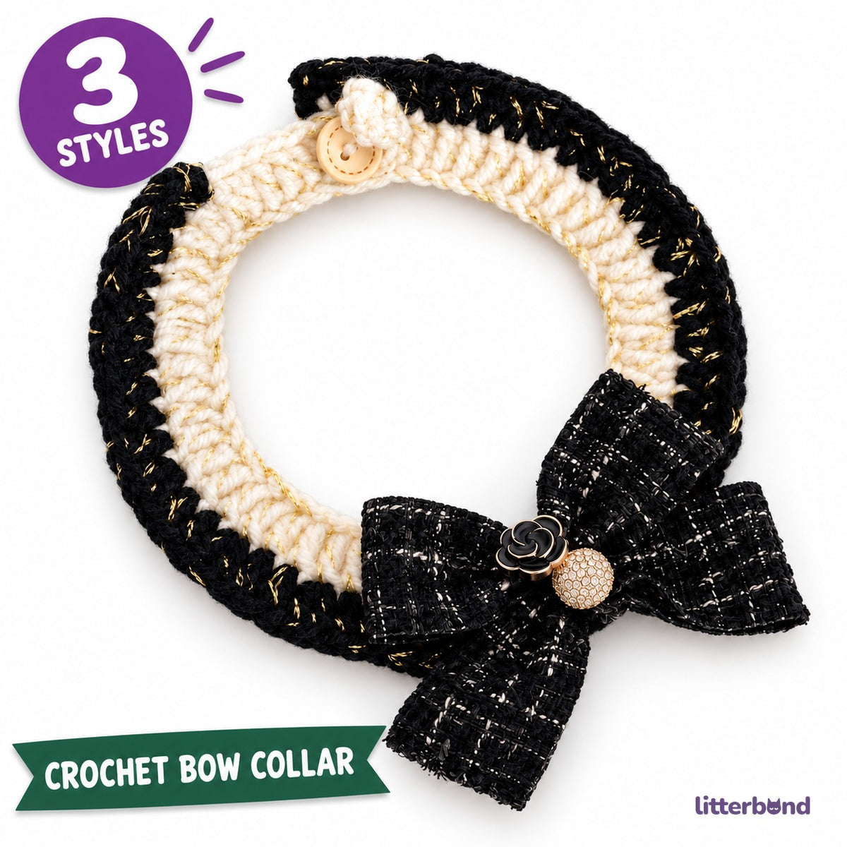 French Bow Crochet Collar