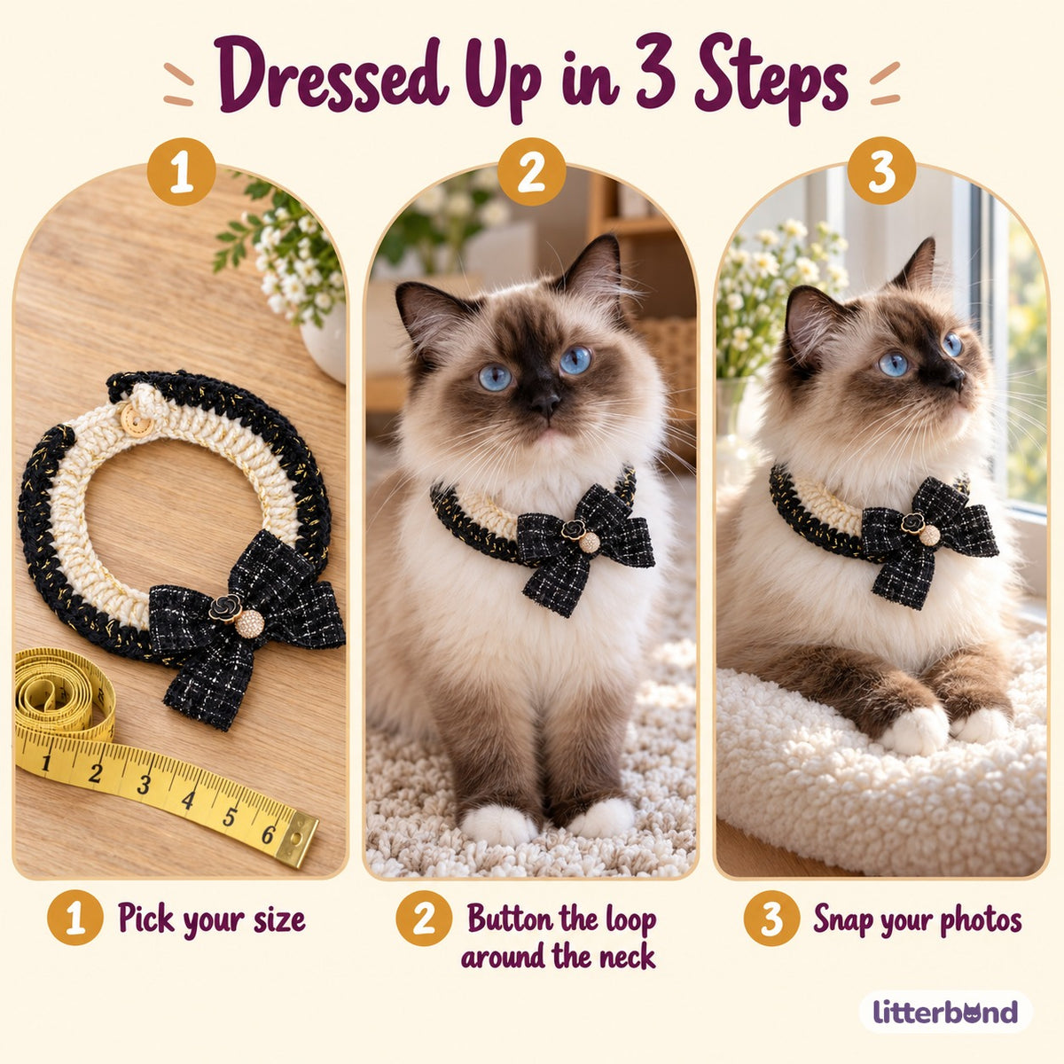 French Bow Crochet Collar - how to put it on