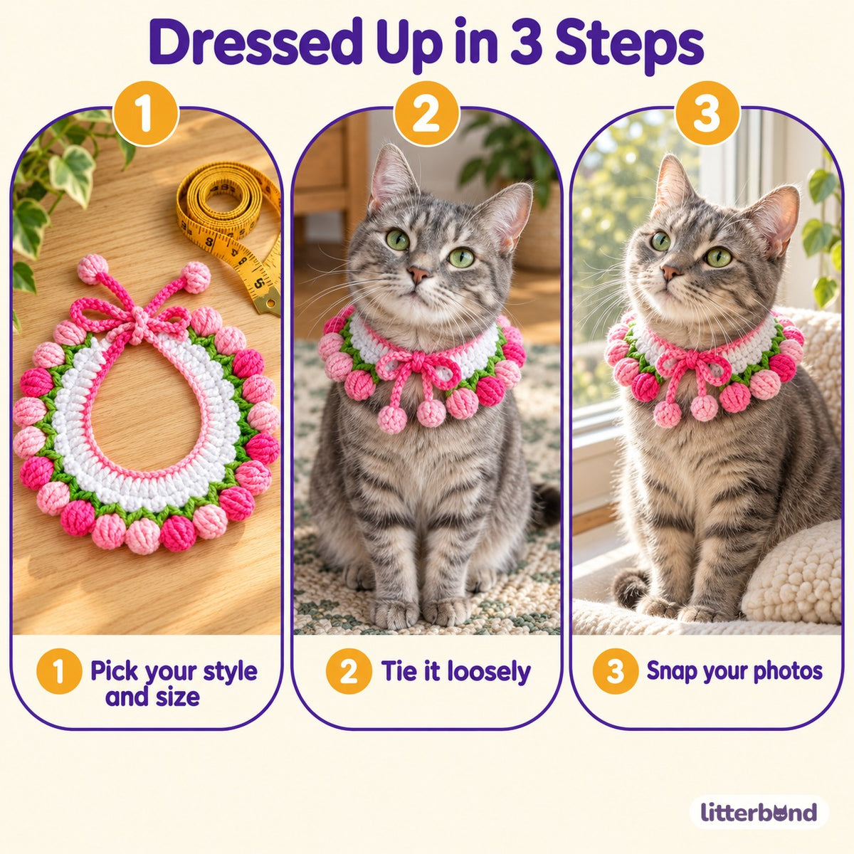 Tulip Crochet Ruffle Collar - how to put it on