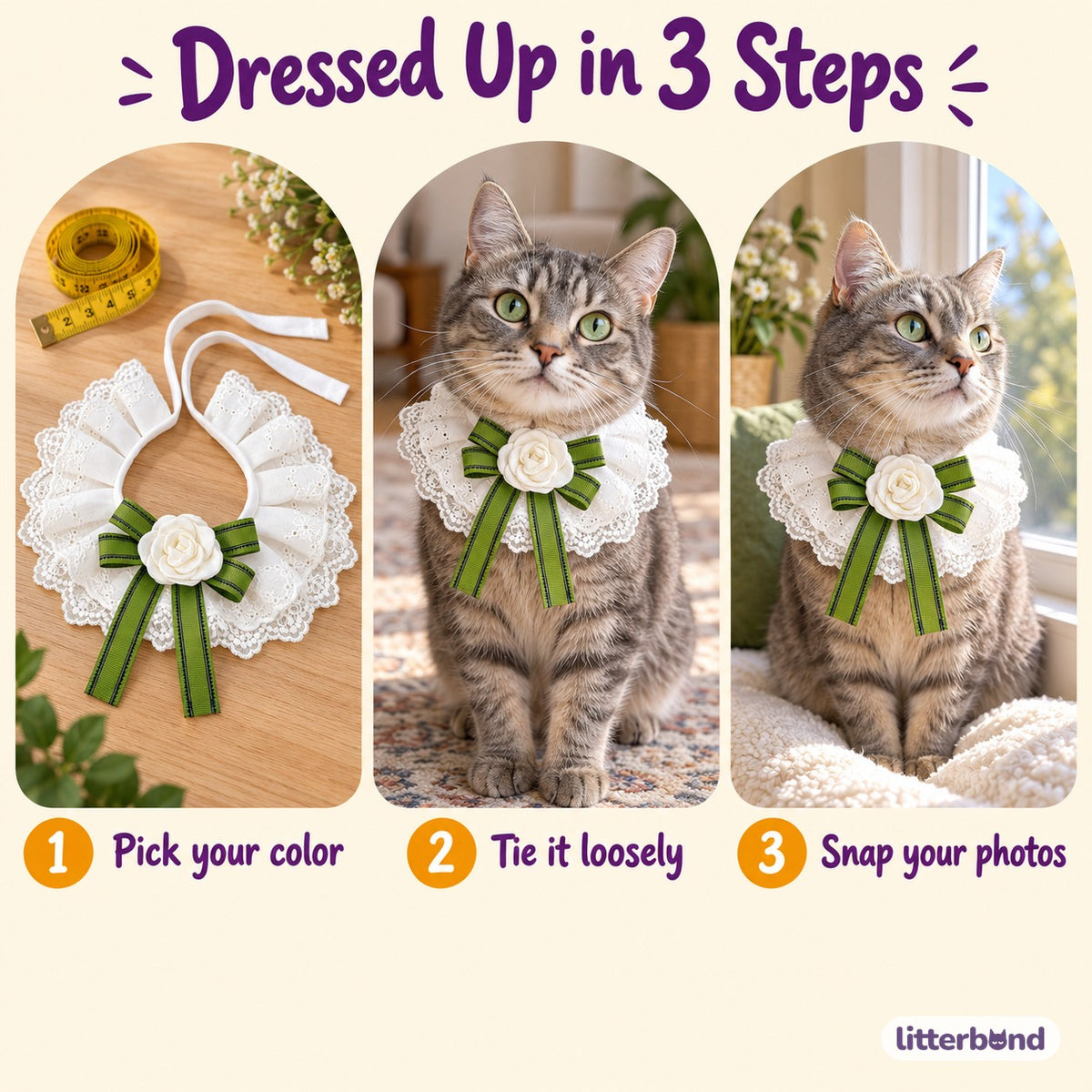 Camellia Lace Photo Collar - how to put it on