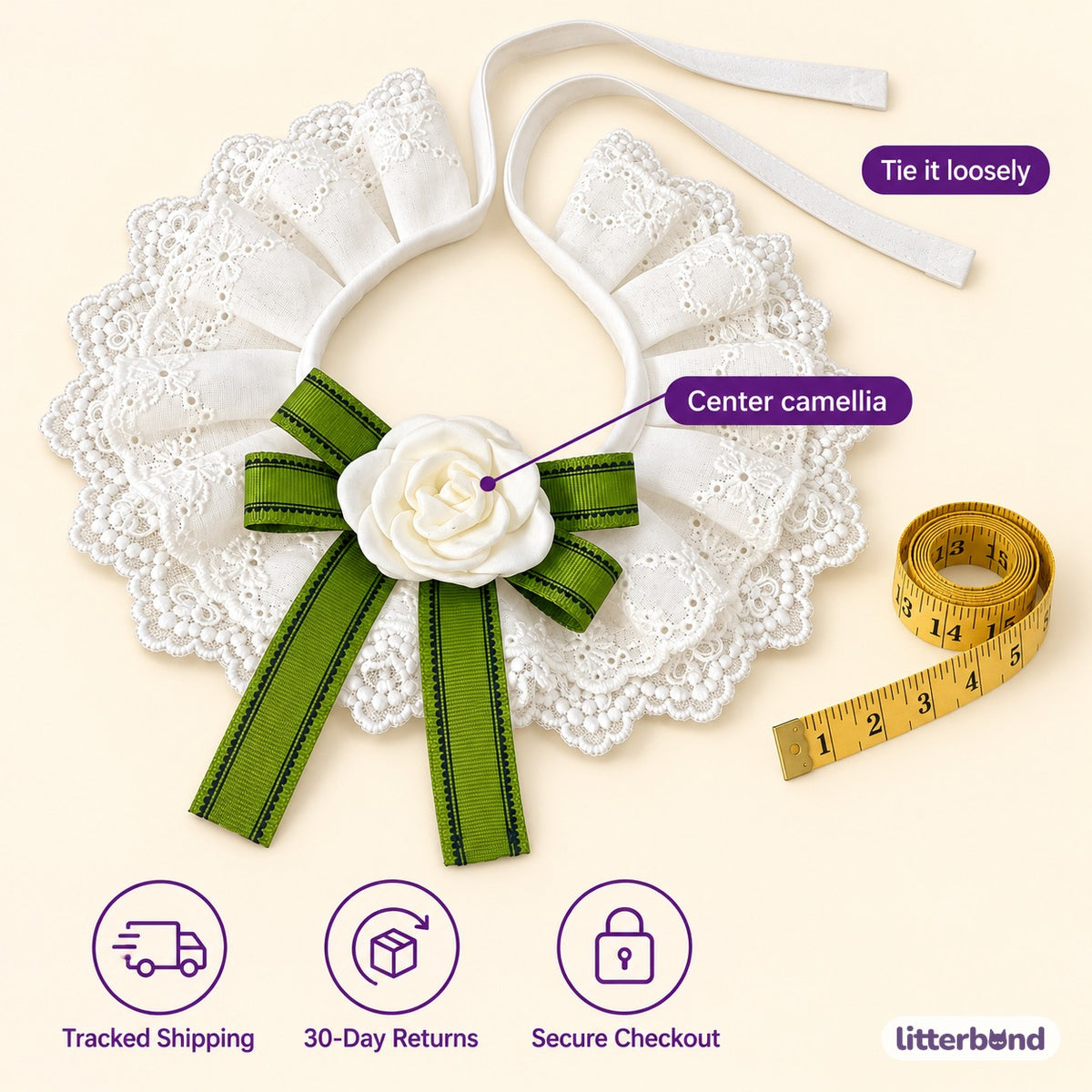 Camellia Lace Photo Collar - size and details