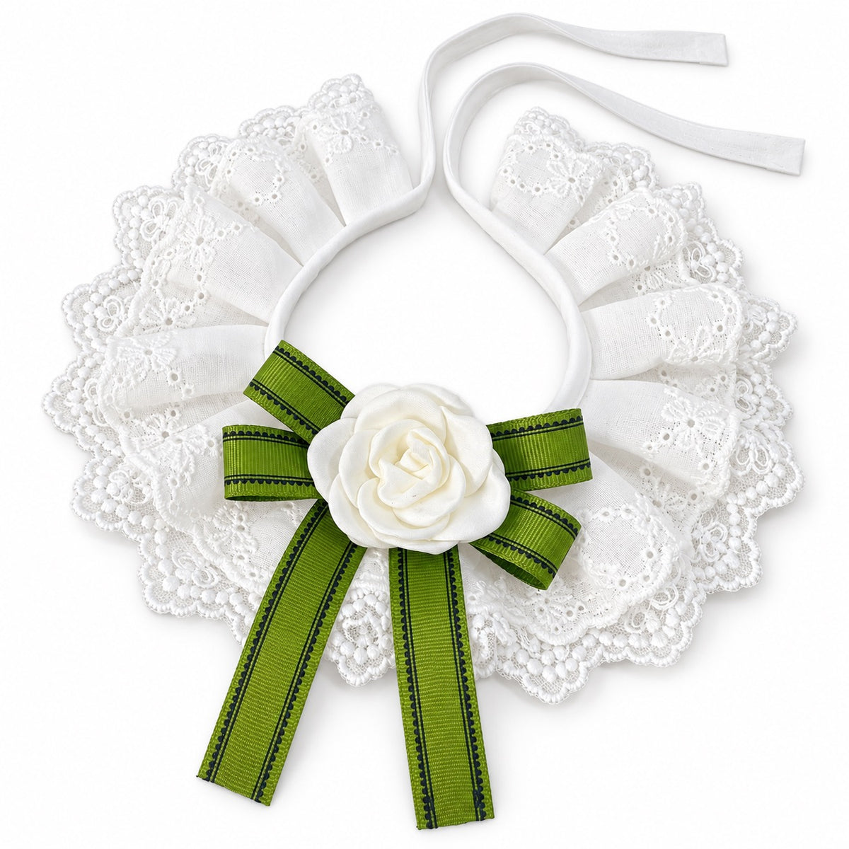 Camellia Lace Photo Collar - Green Ribbon