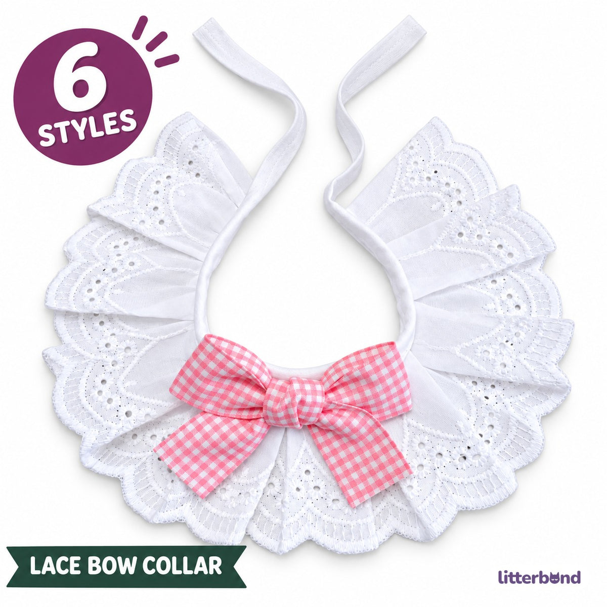 Gingham Bow Lace Collar