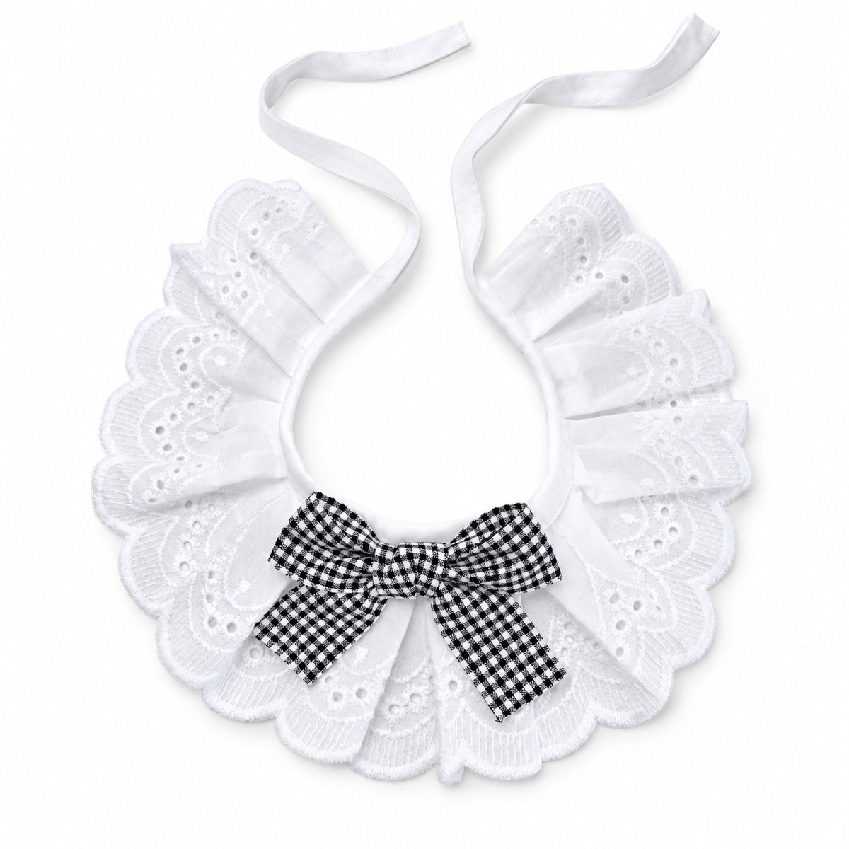 Gingham Bow Lace Collar - Black Gingham