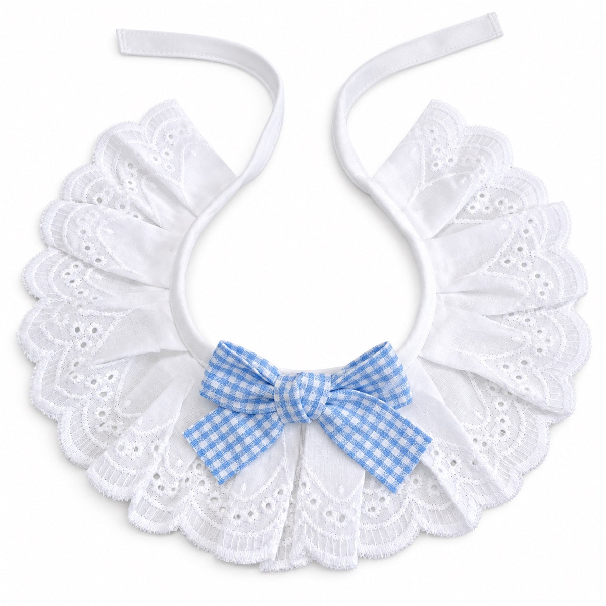 Gingham Bow Lace Collar - Blue Gingham