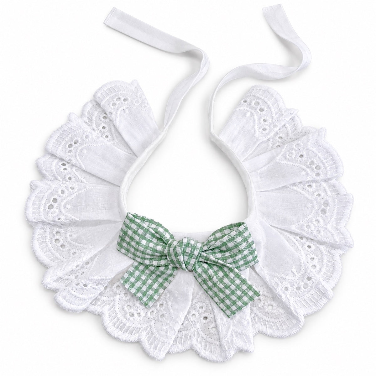 Gingham Bow Lace Collar - Green Gingham