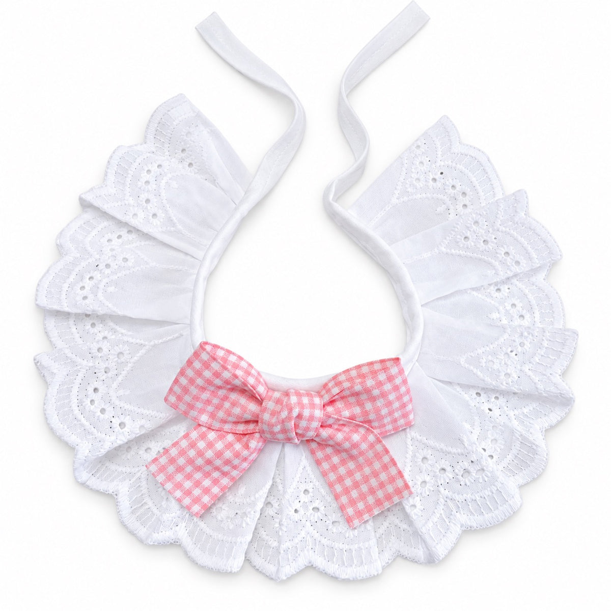 Gingham Bow Lace Collar - Pink Gingham