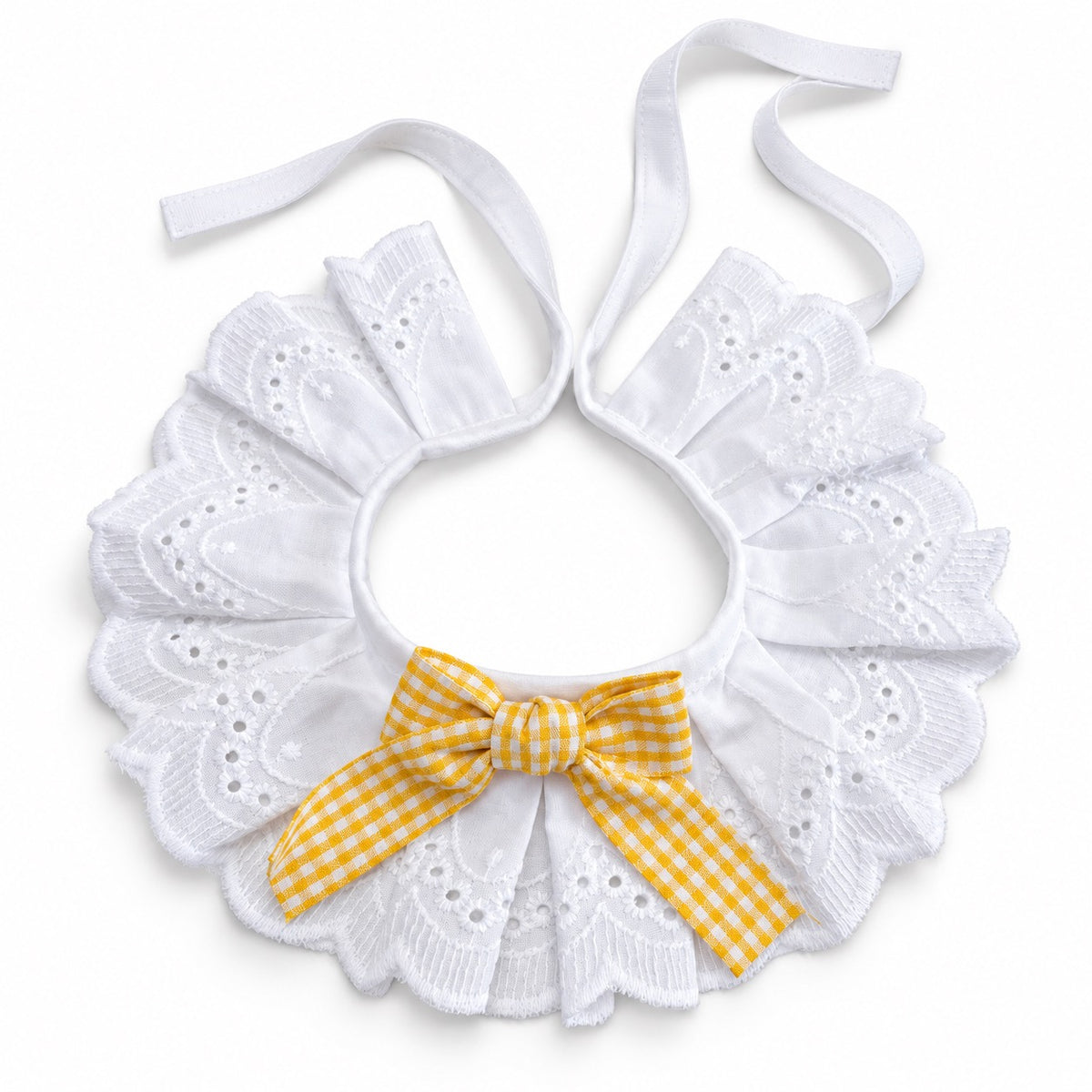 Gingham Bow Lace Collar - Yellow Gingham