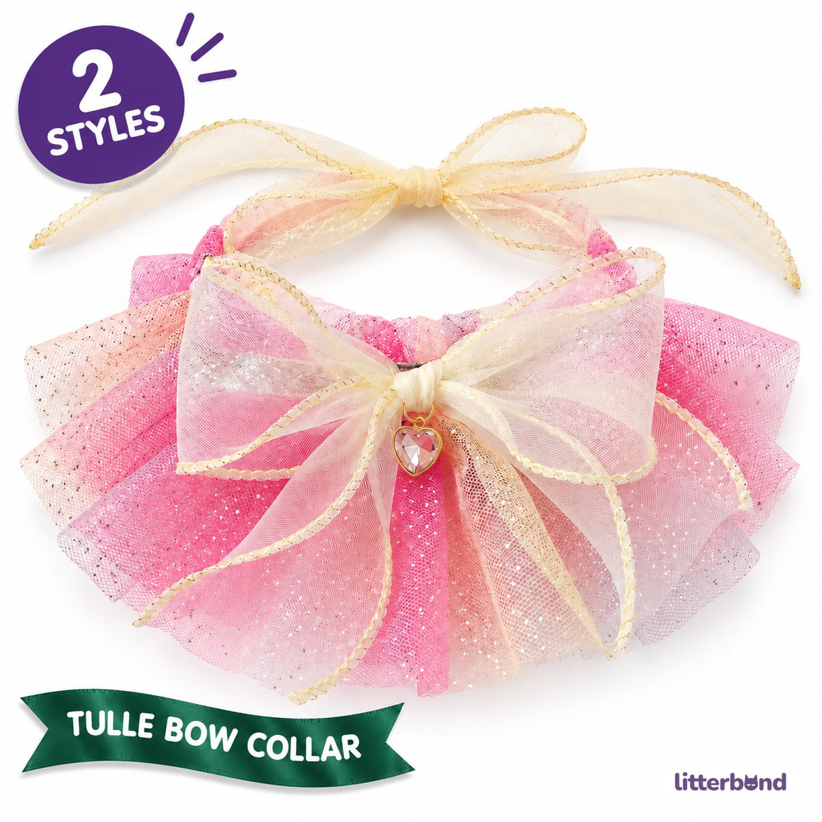 Sequin Tulle Bow Collar