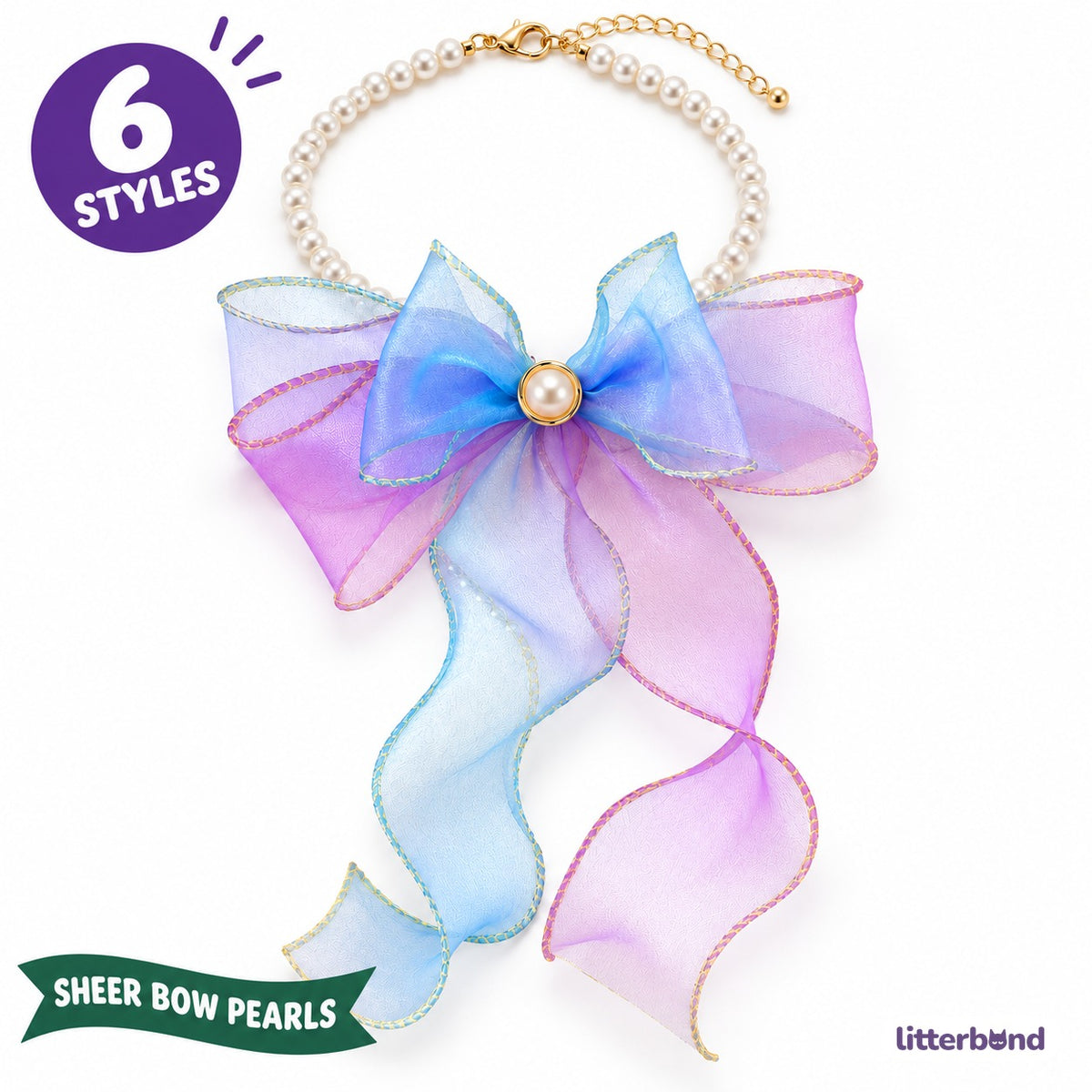 Sheer Bow Pearl Necklace