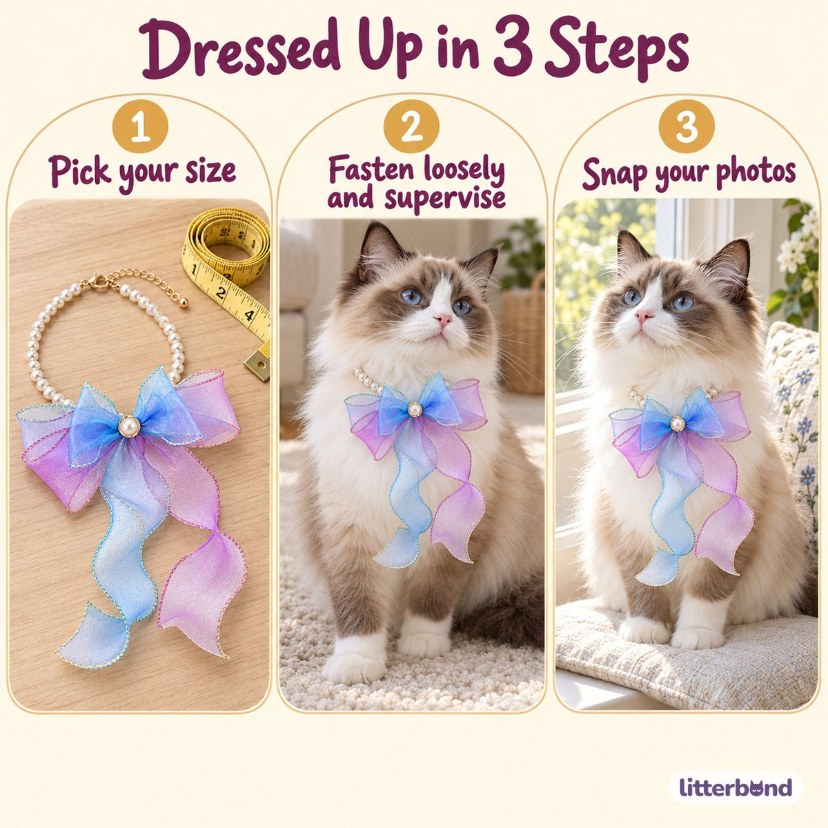 Sheer Bow Pearl Necklace - how to put it on