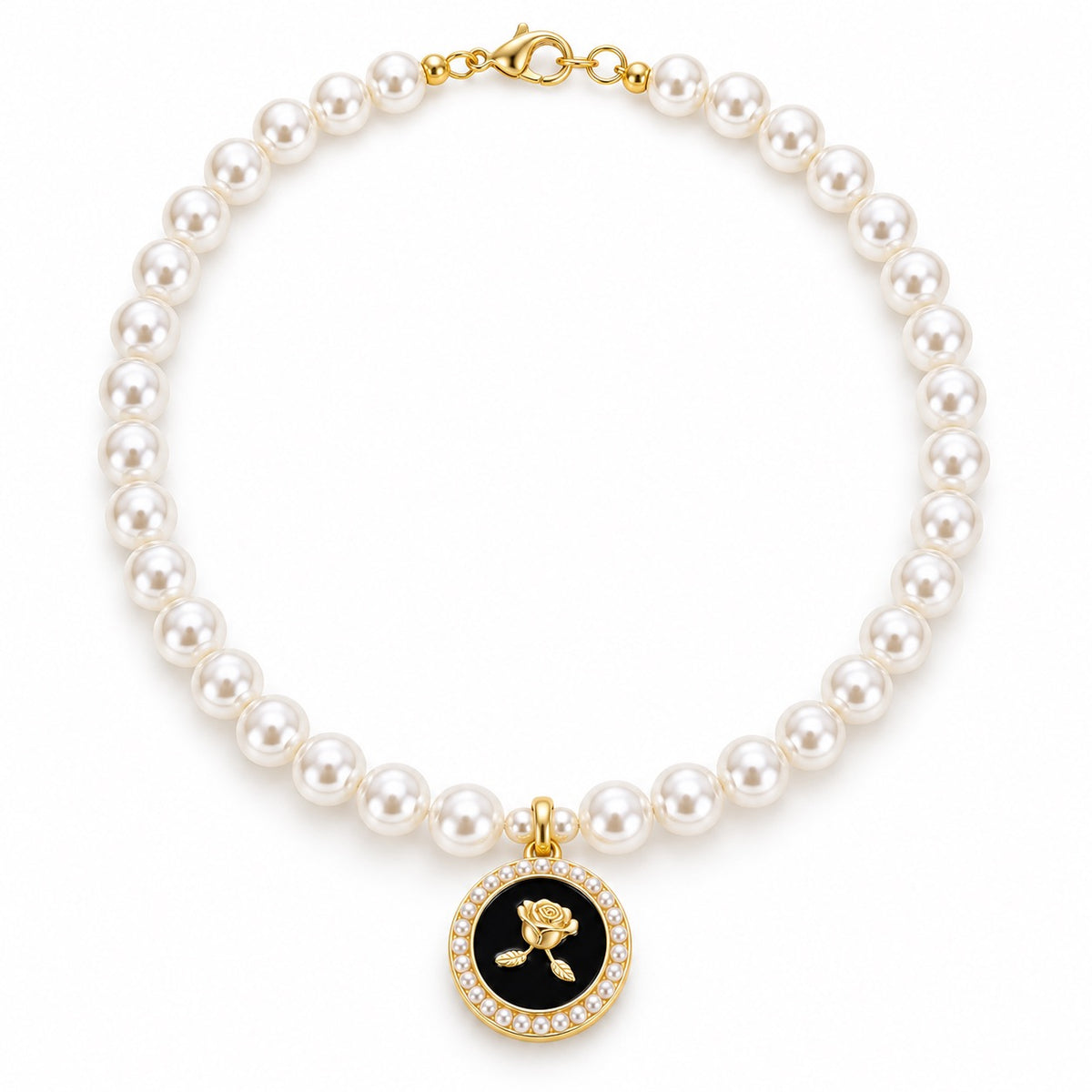French Rose Cameo Necklace for Photos - Black Rose