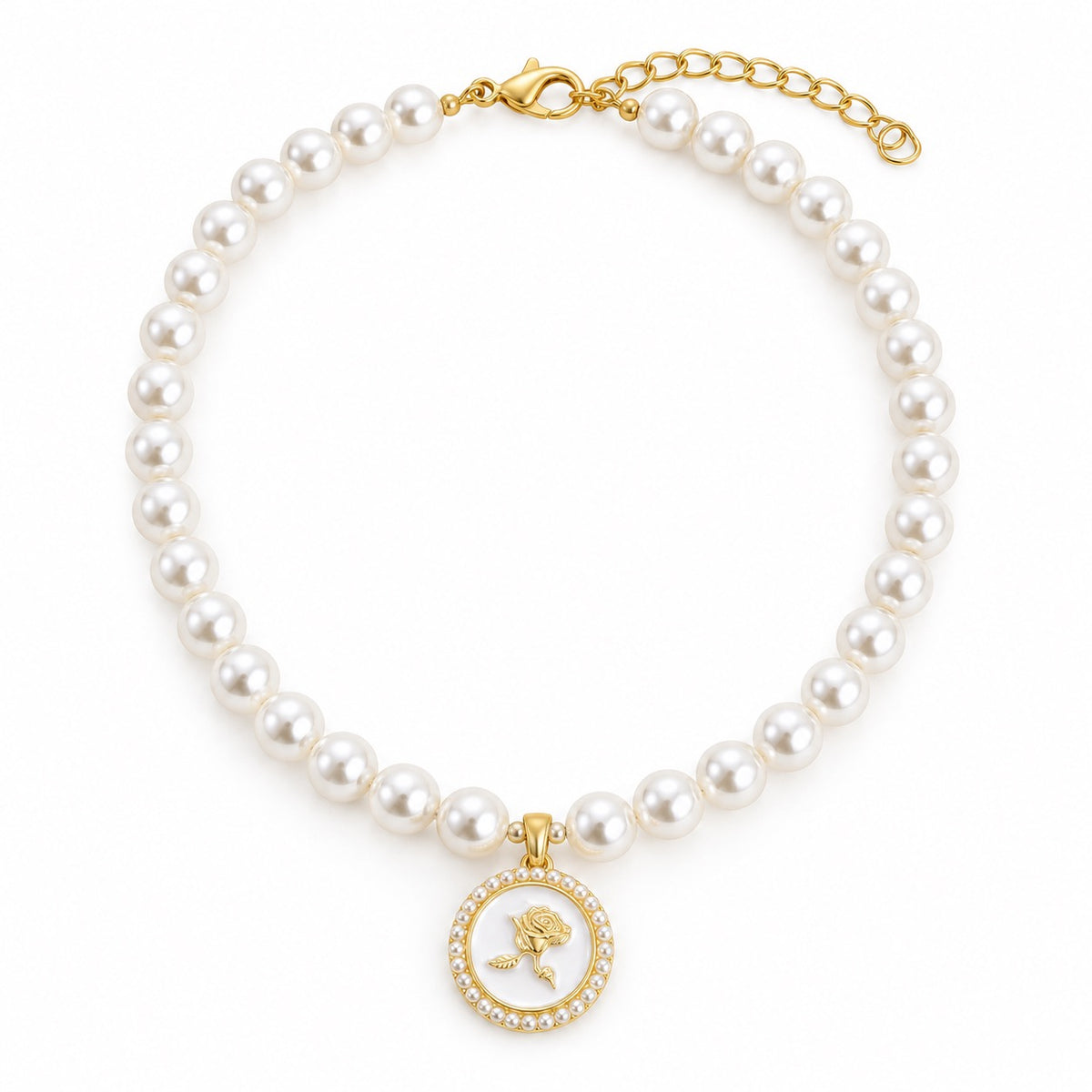 French Rose Cameo Necklace for Photos - White Rose