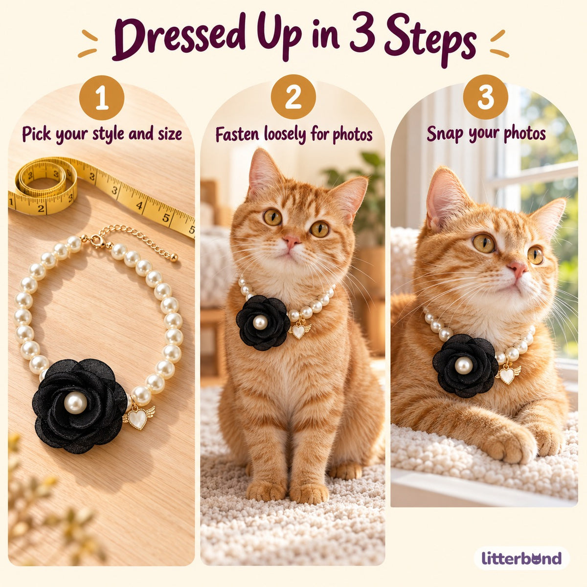 Layered Flower Pearl Necklace for Photos - how to put it on