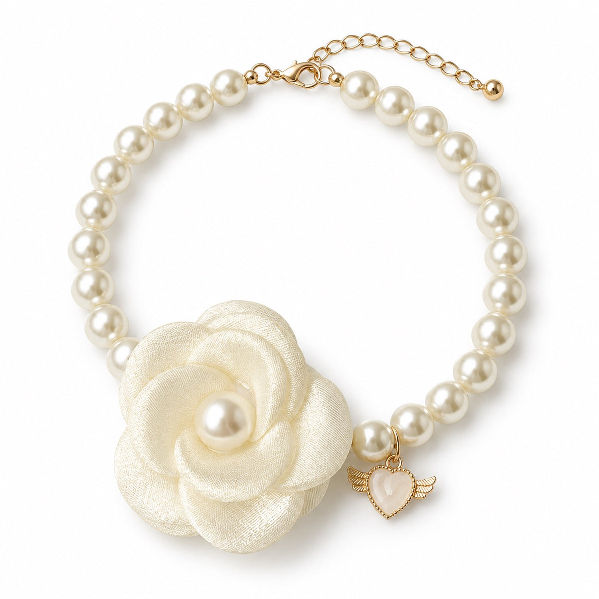 Layered Flower Pearl Necklace for Photos - Cream Flower