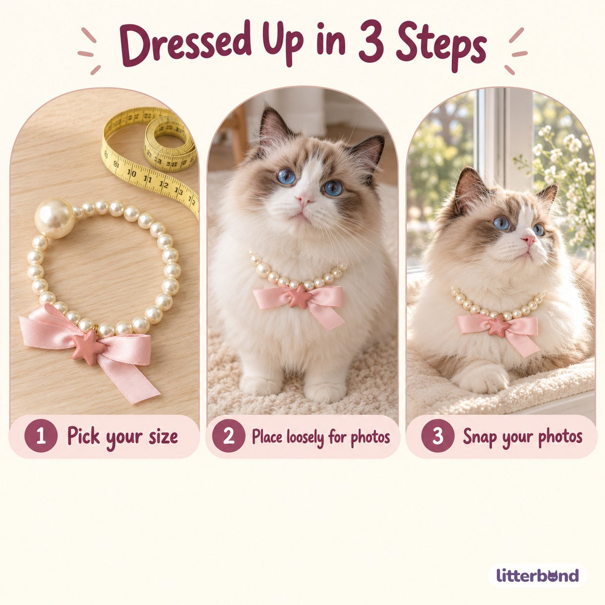 Pearl Bow Necklace for Photos - how to put it on