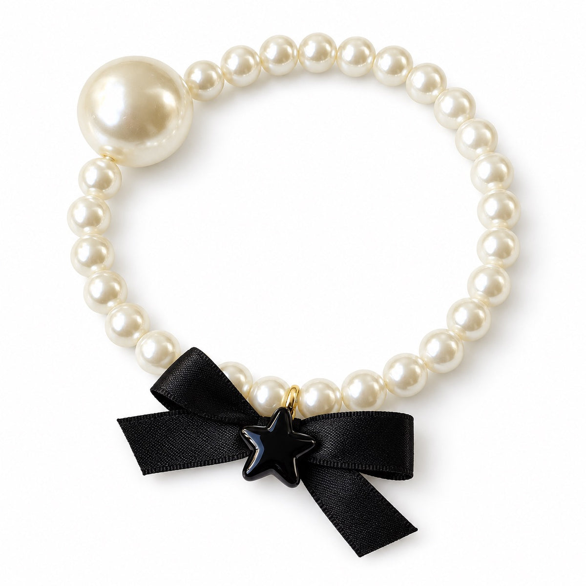 Pearl Bow Necklace for Photos - Black Bow