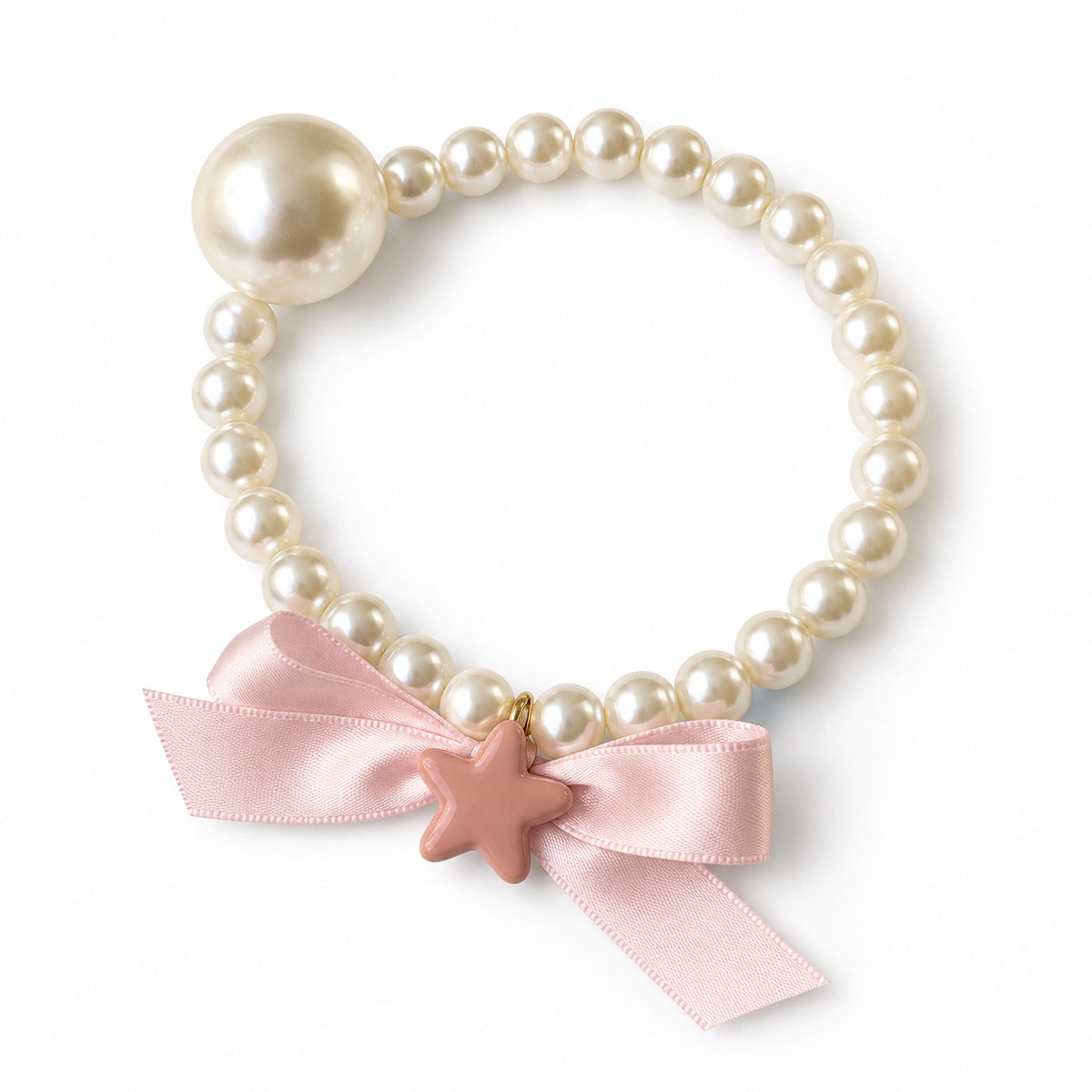 Pearl Bow Necklace for Photos - Blush Pink Bow