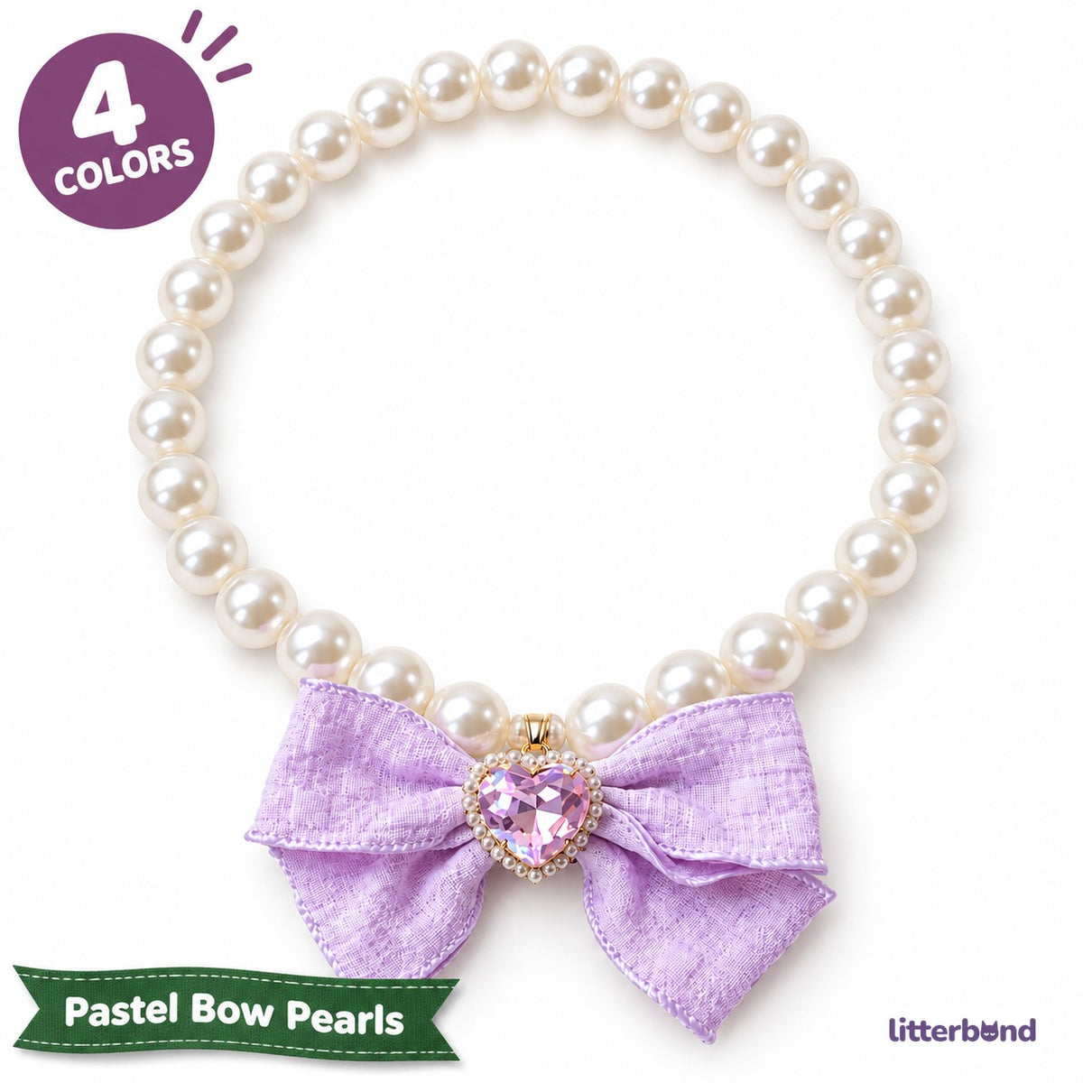 Pastel Bow Pearl Necklace