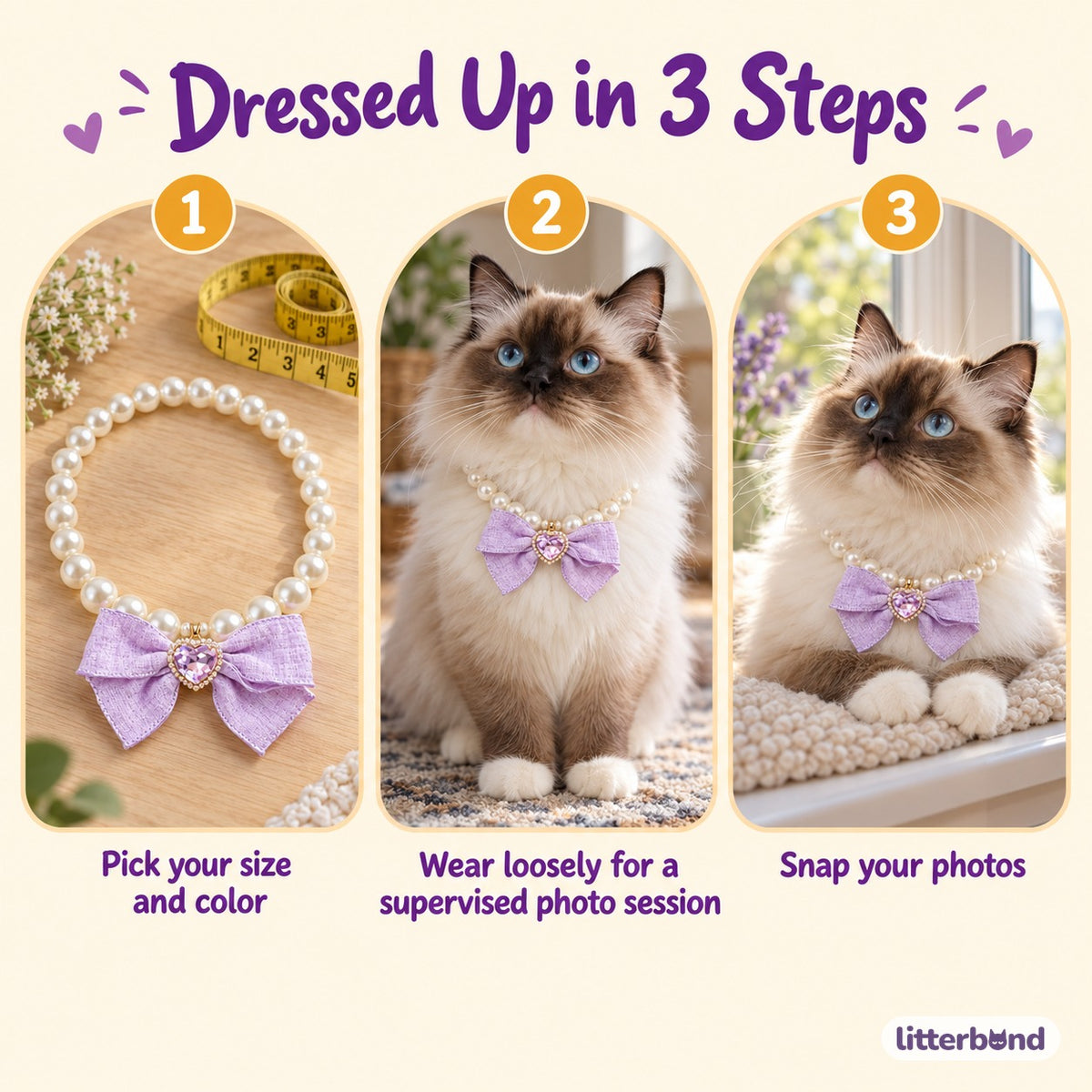 Pastel Bow Pearl Necklace - how to put it on