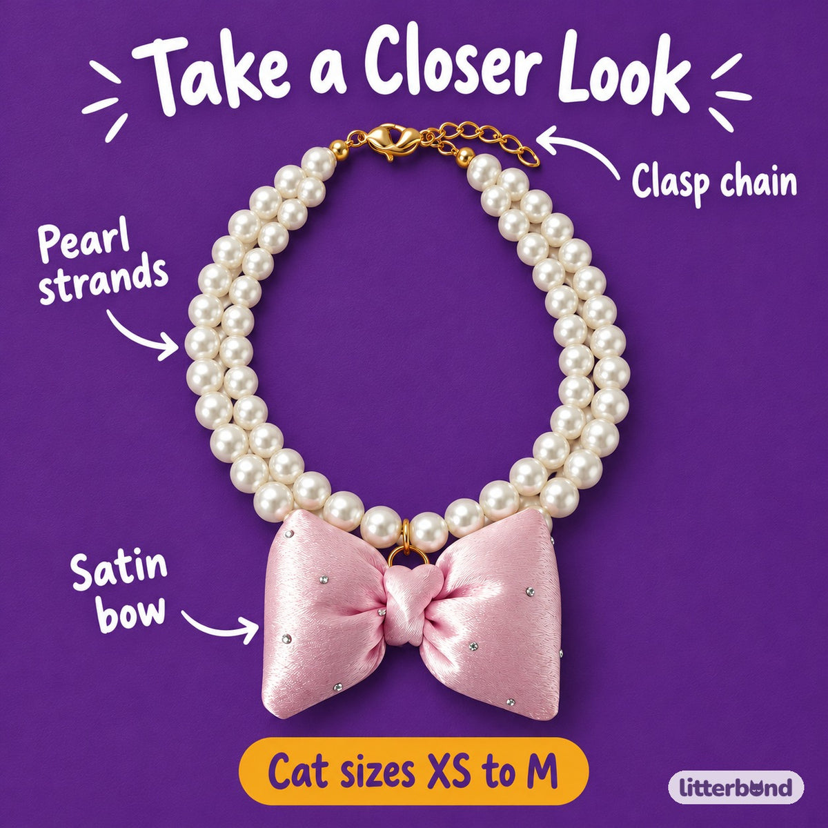 Double-Pearl Bow Necklace for Photos - close-up details