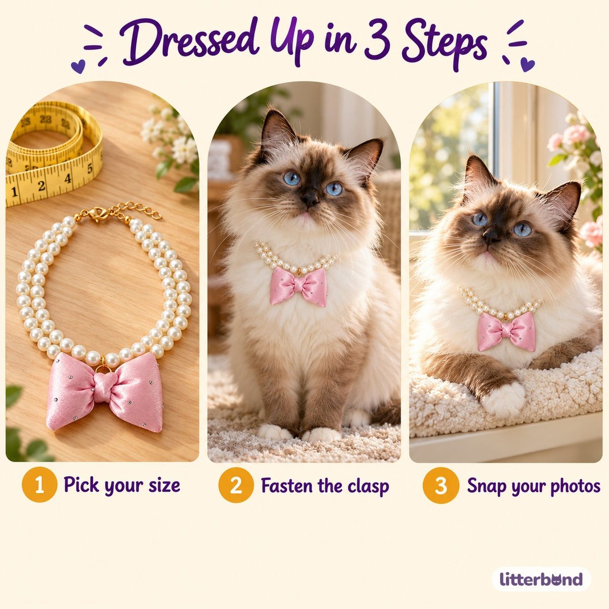 Double-Pearl Bow Necklace for Photos - how to put it on