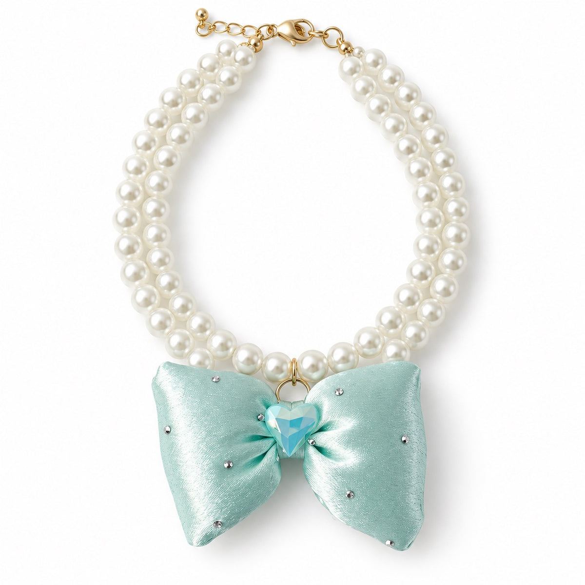 Double-Pearl Bow Necklace for Photos - Mint