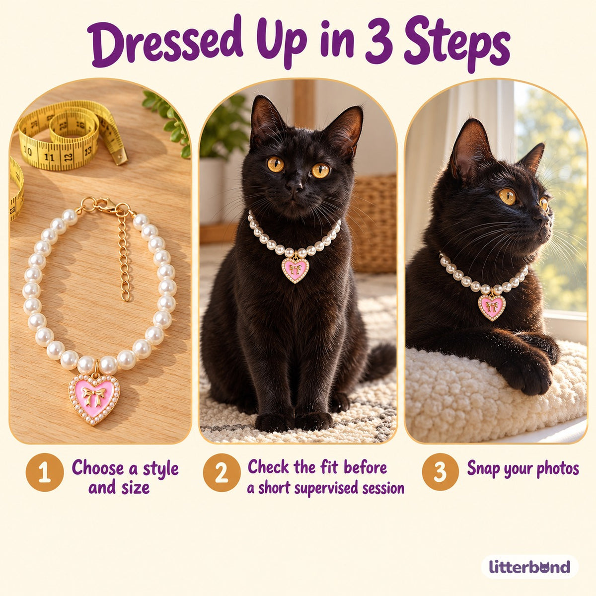 Rhinestone Heart Pearl Necklace - how to put it on