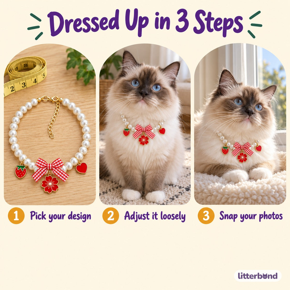 Gingham Bow Pearl Charm Necklace - how to put it on