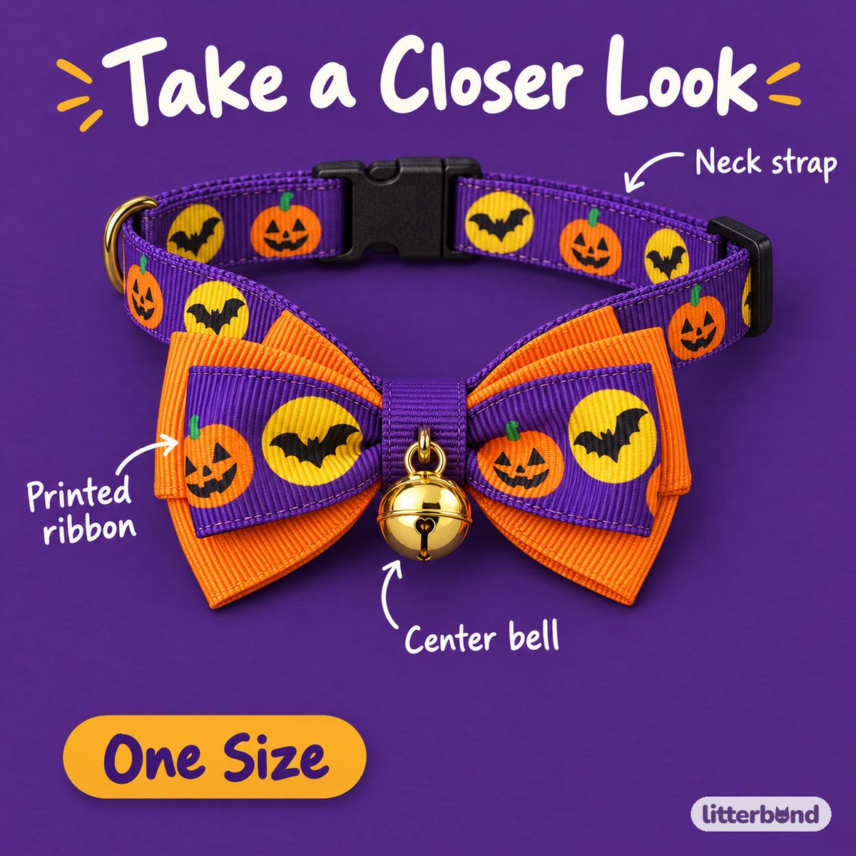 Halloween Bow Tie & Necktie Collars - close-up details