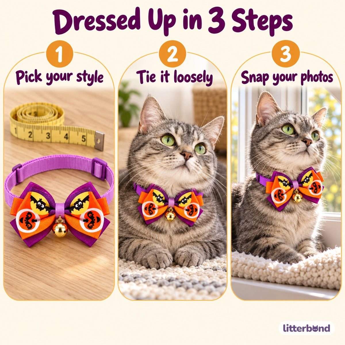 Halloween Bow Tie & Necktie Collars - how to put it on