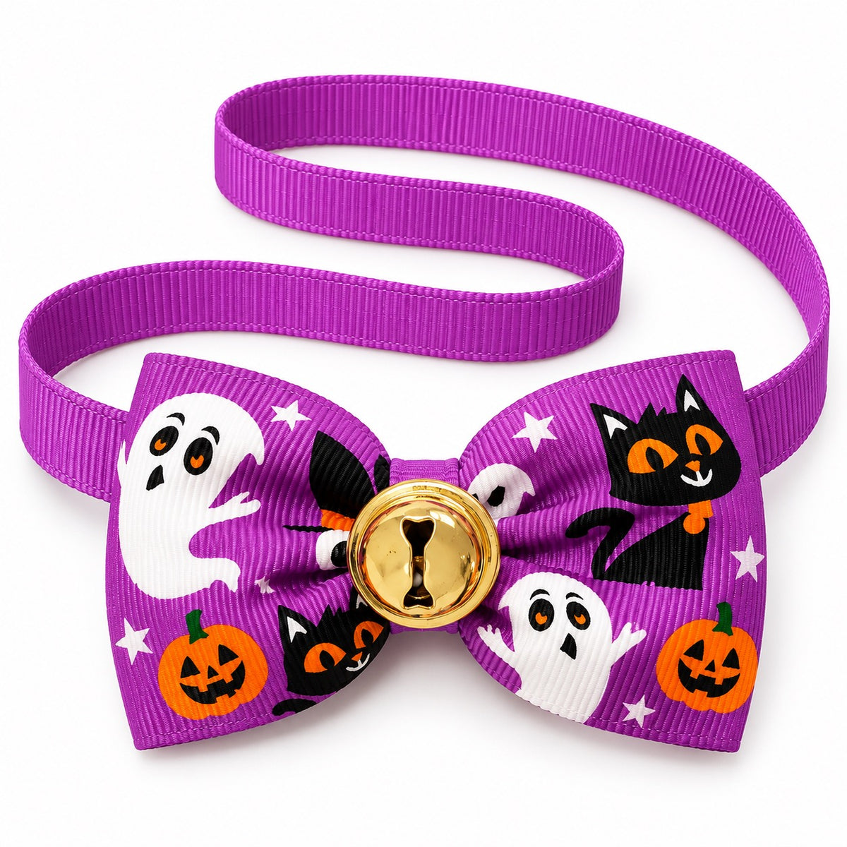 Halloween Bow Tie & Necktie Collars - Ghost Bell Bow