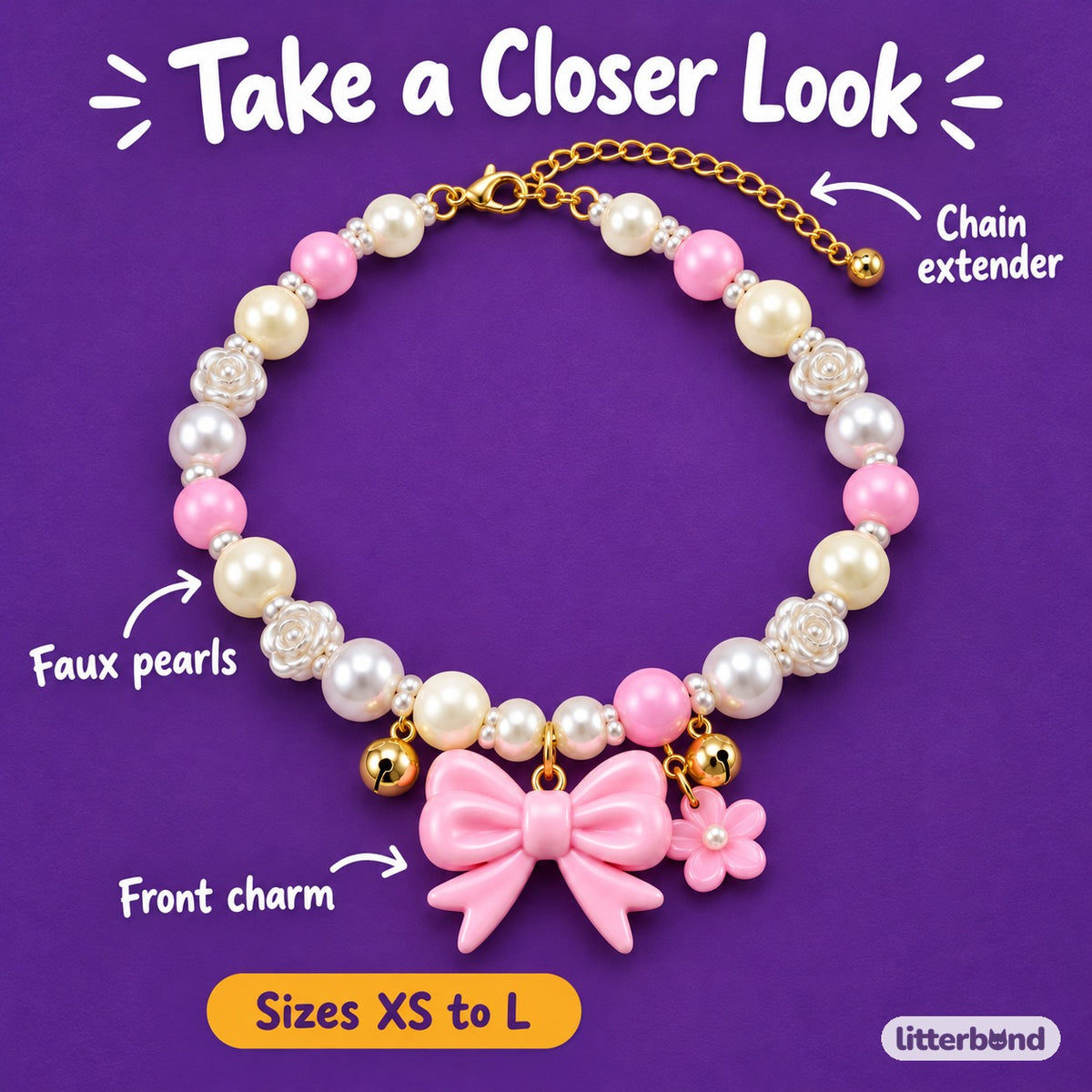 Pearl Flower Necklace for Photos - close-up details