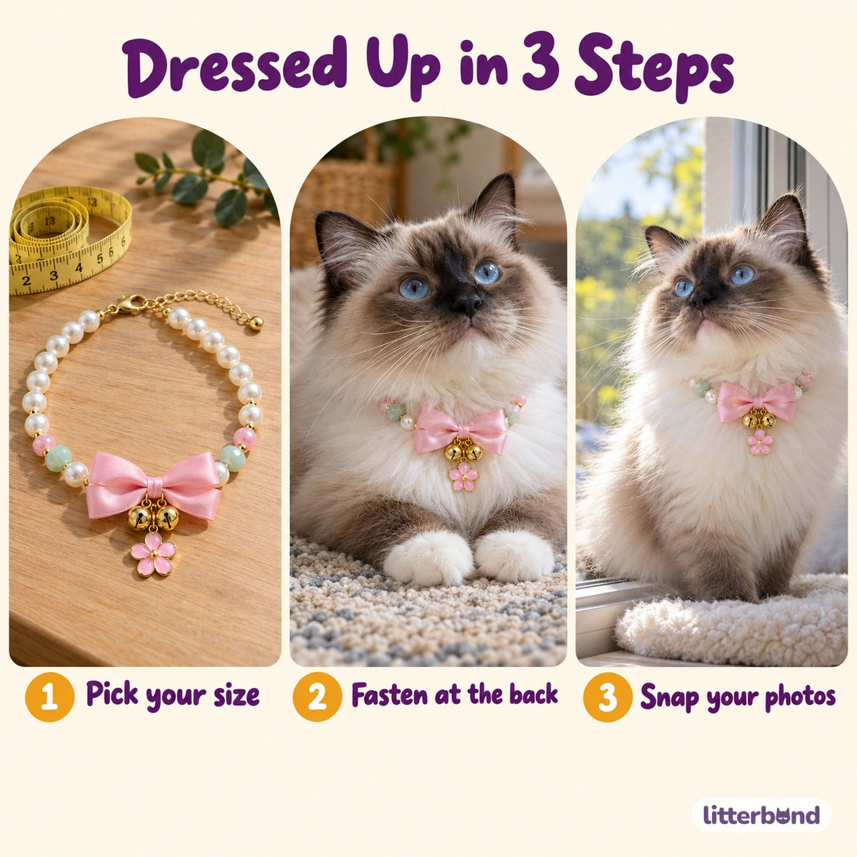 Pearl Flower Necklace for Photos - how to put it on