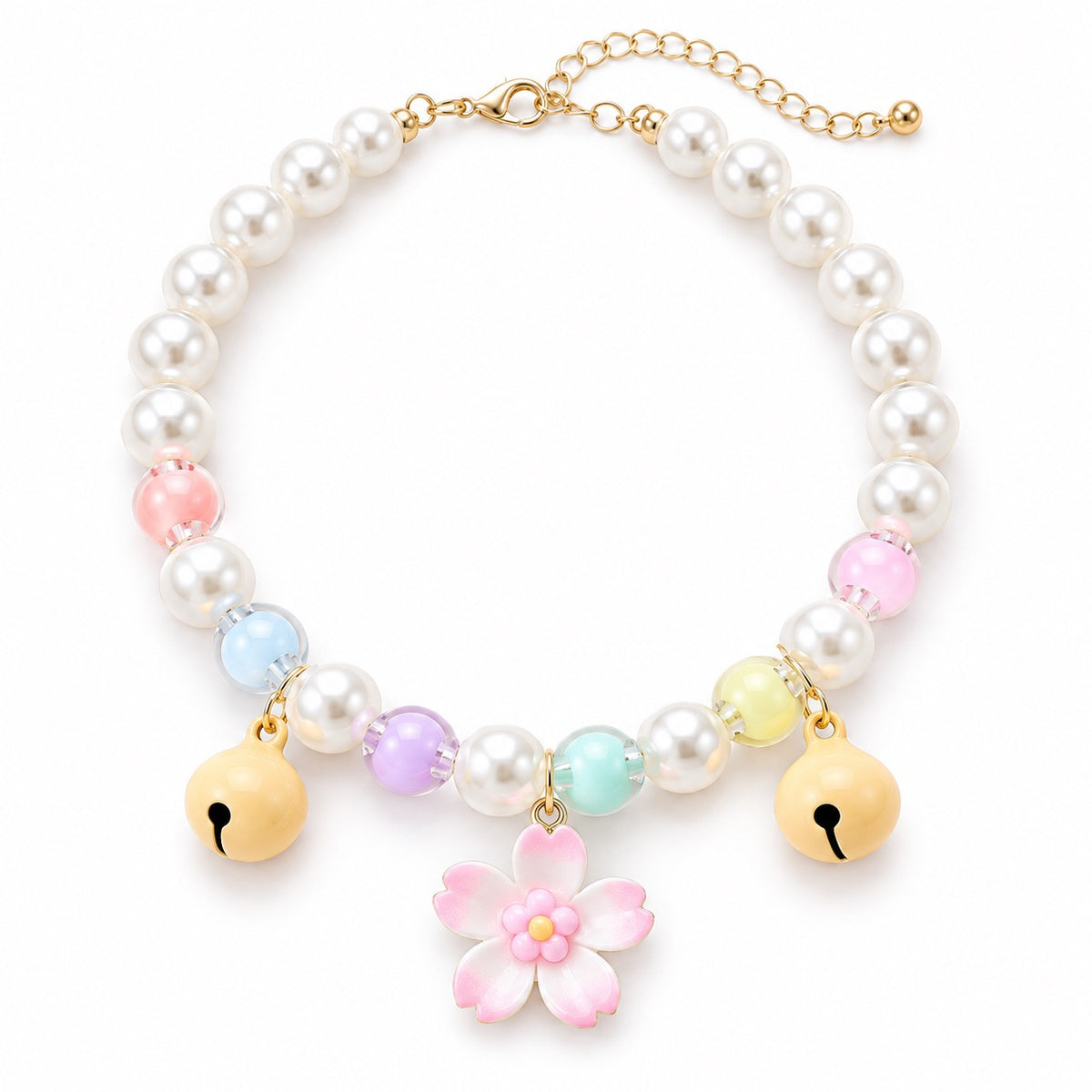 Pearl Flower Necklace for Photos - Pink White Blossom