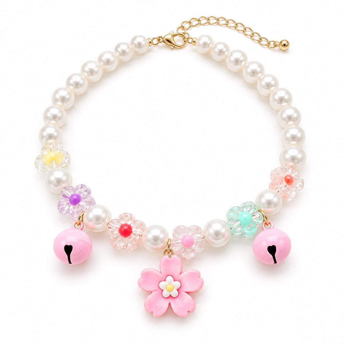 Pearl Flower Necklace for Photos - Pink Blossom Bells