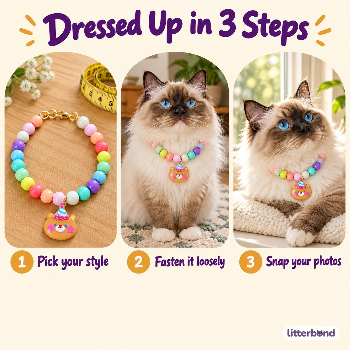 Pastel Beaded Charm Necklace - how to put it on