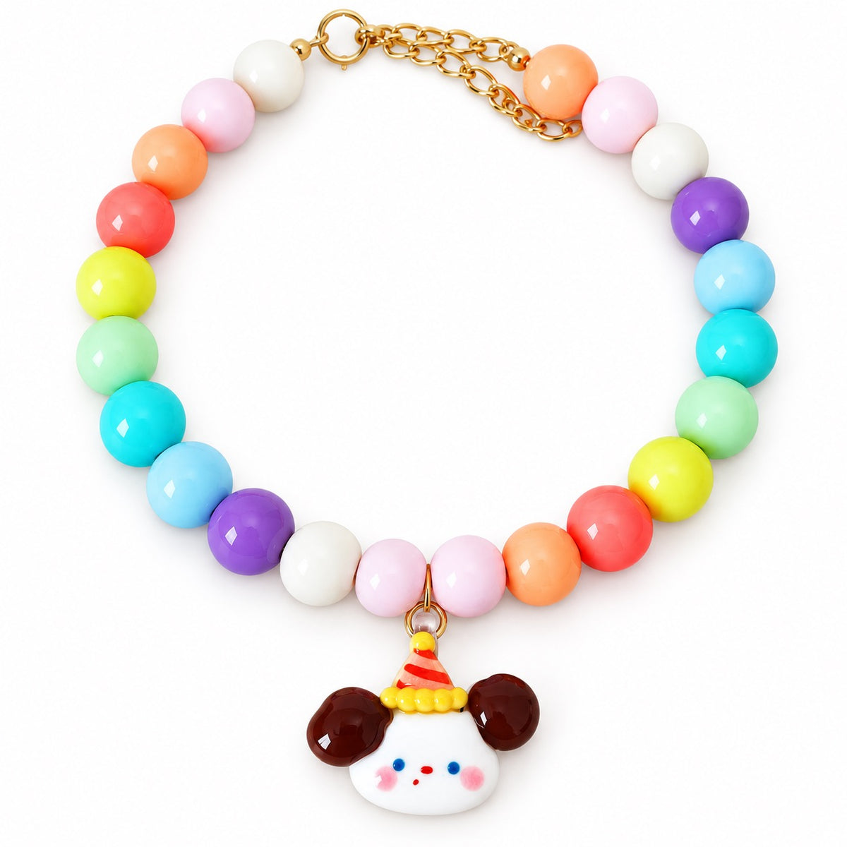 Pastel Beaded Charm Necklace - Puppy Charm