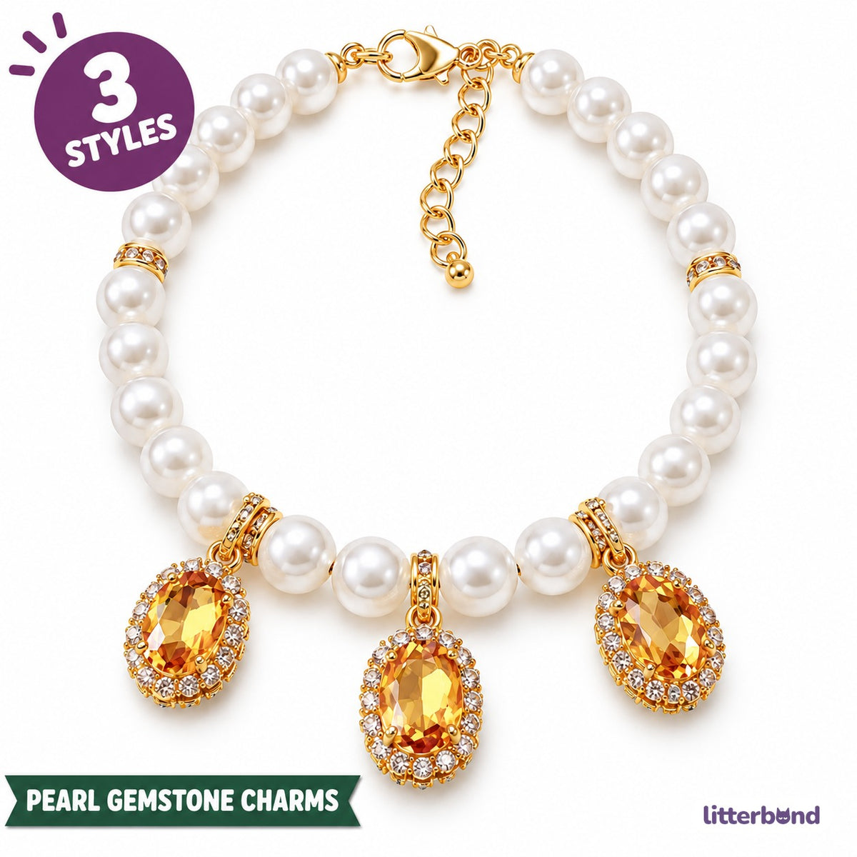 Gemstone Pearl Collar Necklace