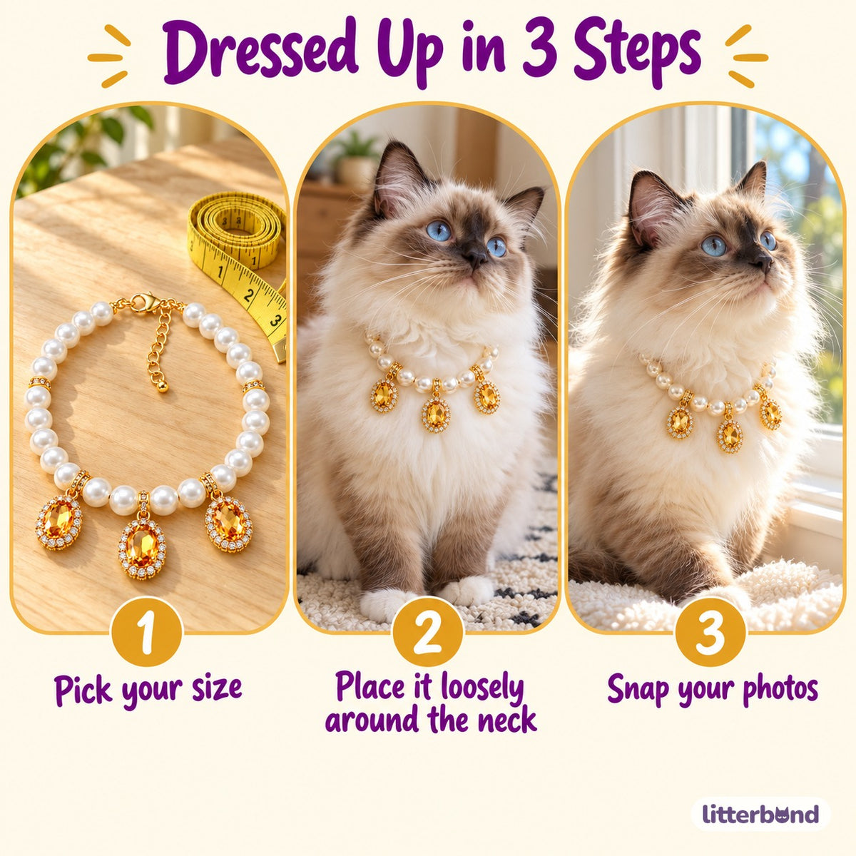 Gemstone Pearl Collar Necklace - how to put it on