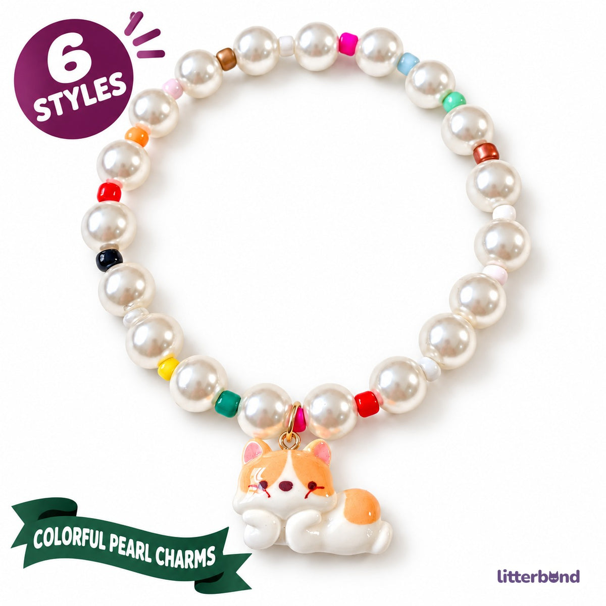 Rainbow Pearl Charm Necklace