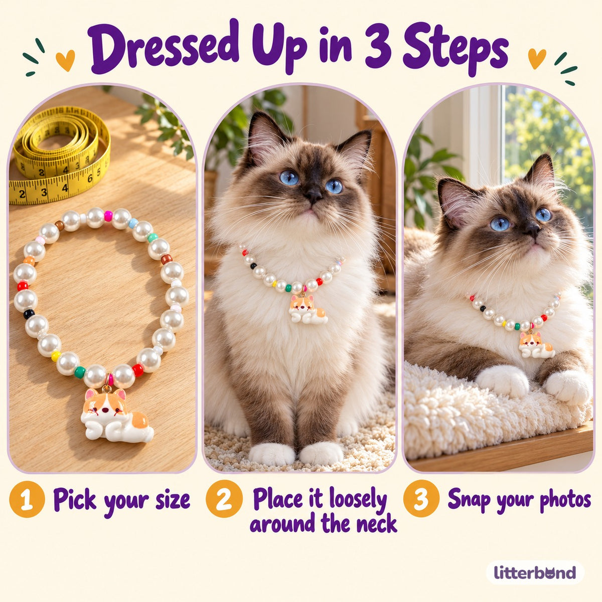 Rainbow Pearl Charm Necklace - how to put it on
