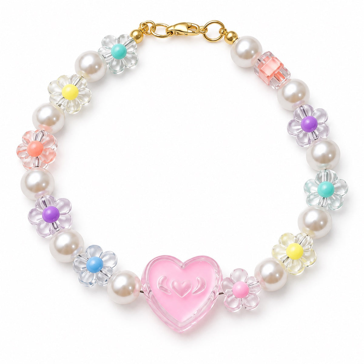 Pastel Charm Necklace for Photos - Pink LOVE Heart