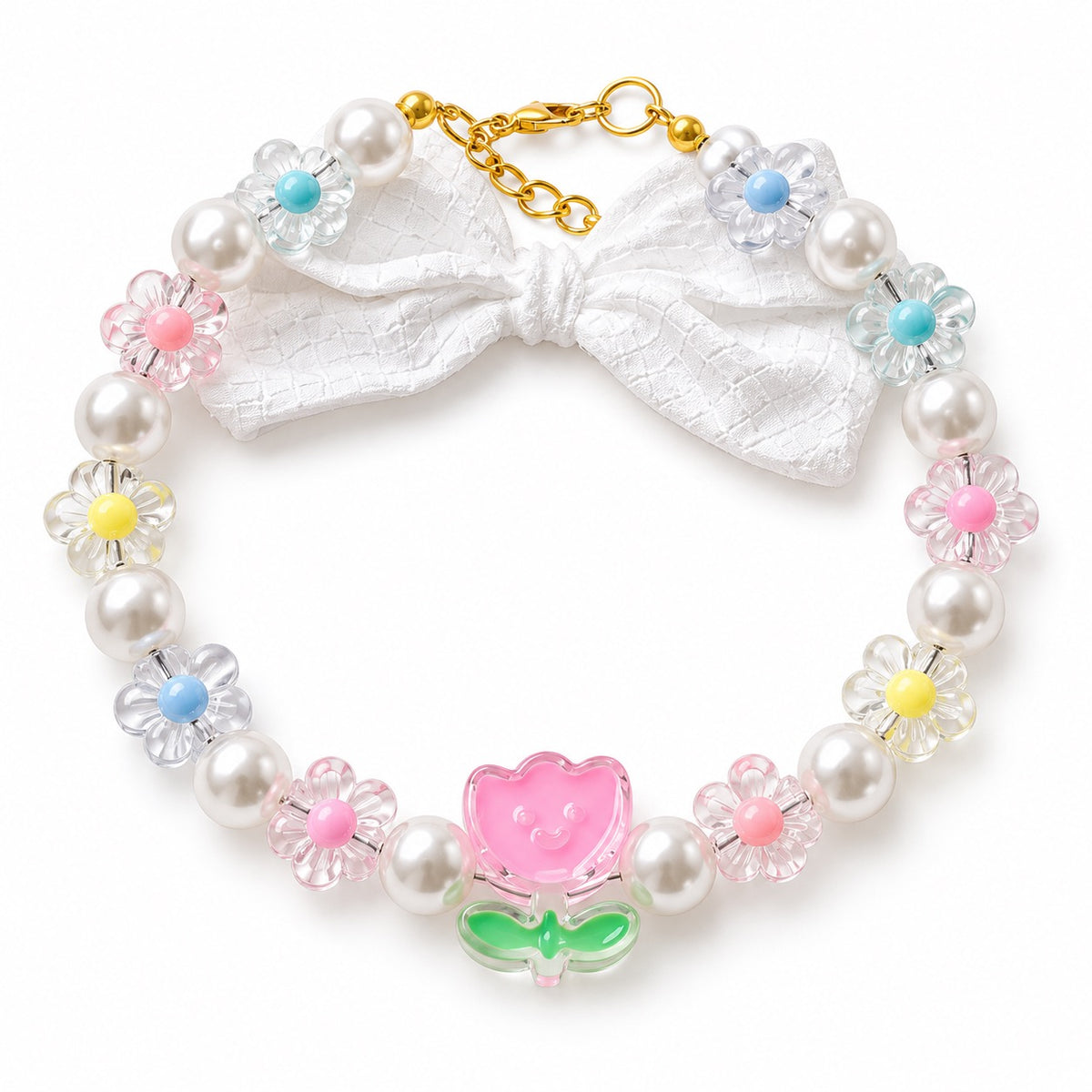 Pastel Charm Necklace for Photos - Pink Flower