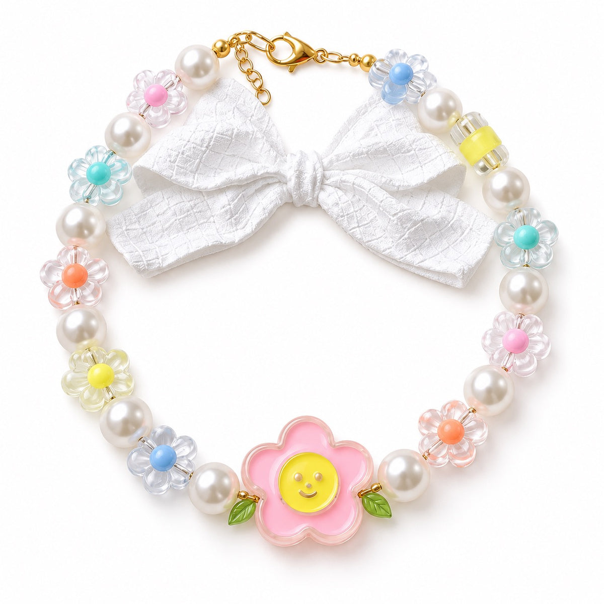 Pastel Charm Necklace for Photos - Rose Smile Flower