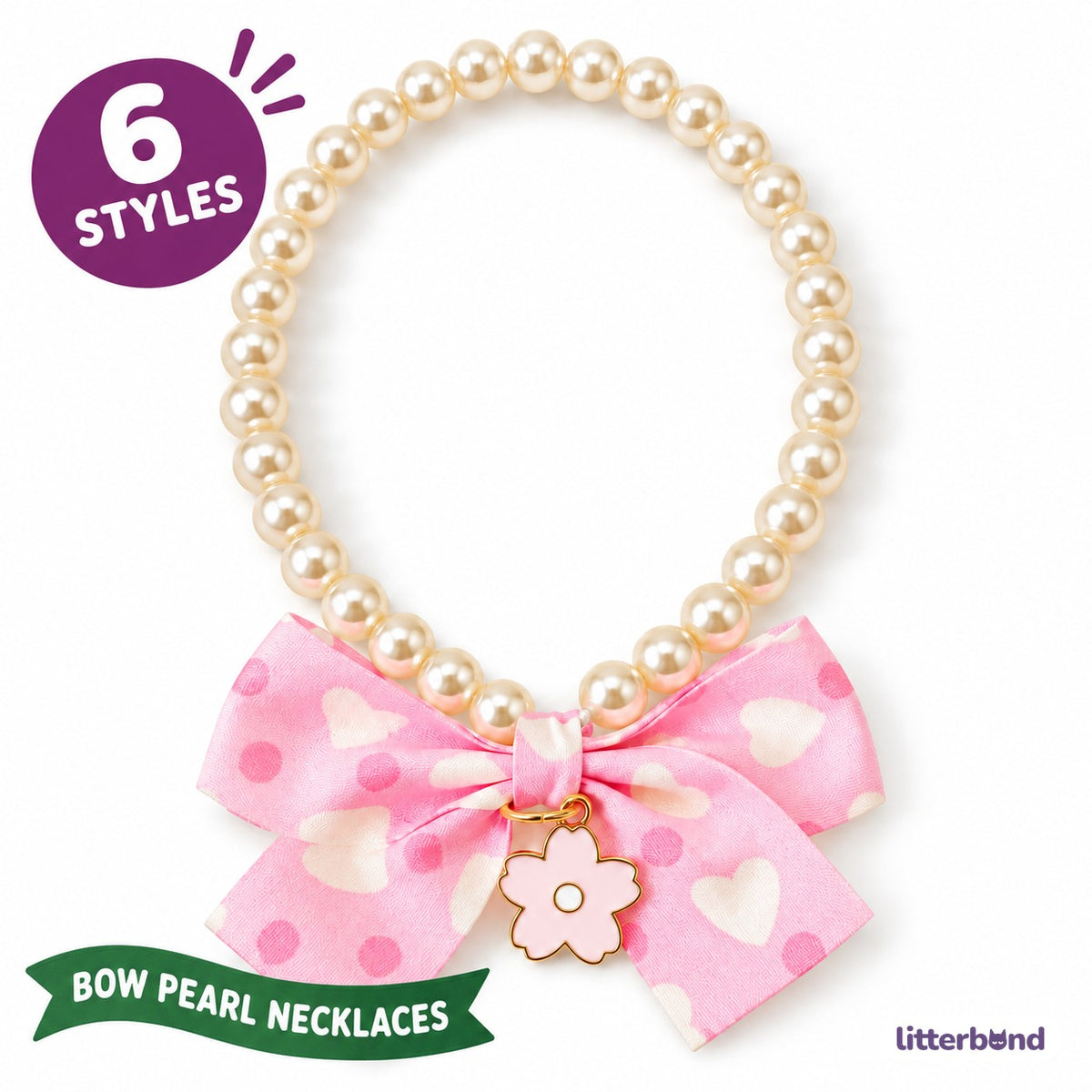 Polka Dot Bow Pearl Necklace