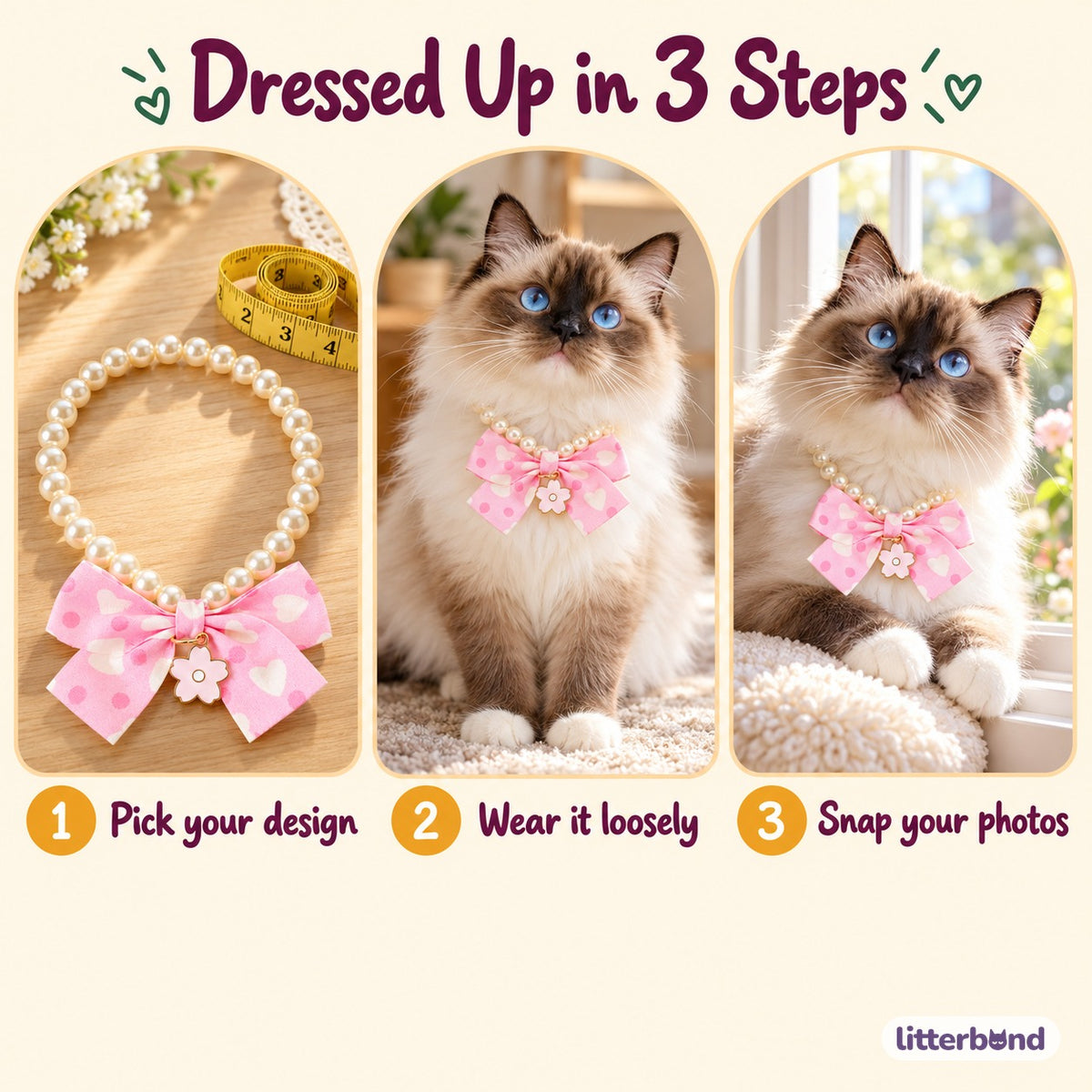 Polka Dot Bow Pearl Necklace - how to put it on