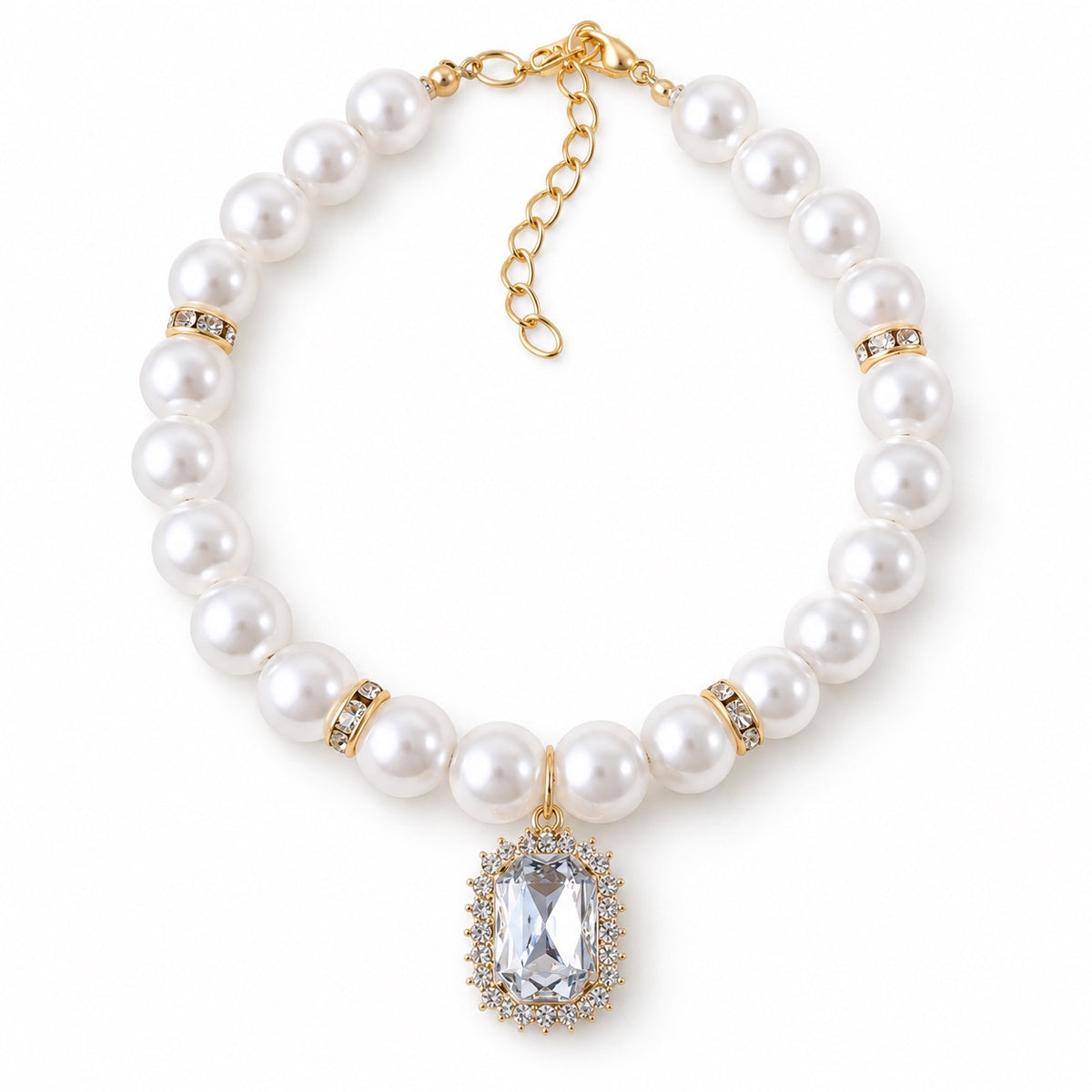 Crystal Pearl Photo Collar - Clear Crystal