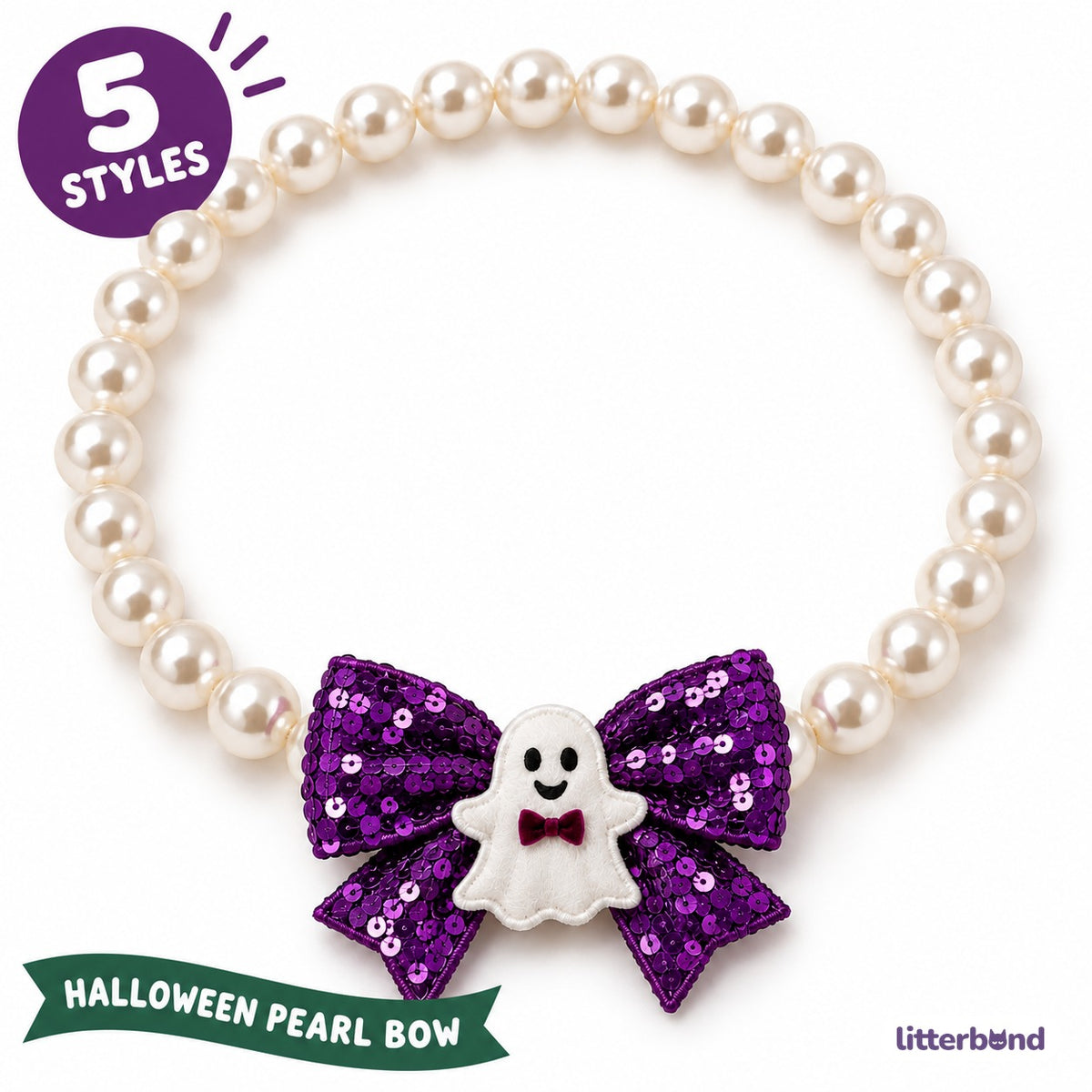Halloween Pearl Bow Necklace for Photos